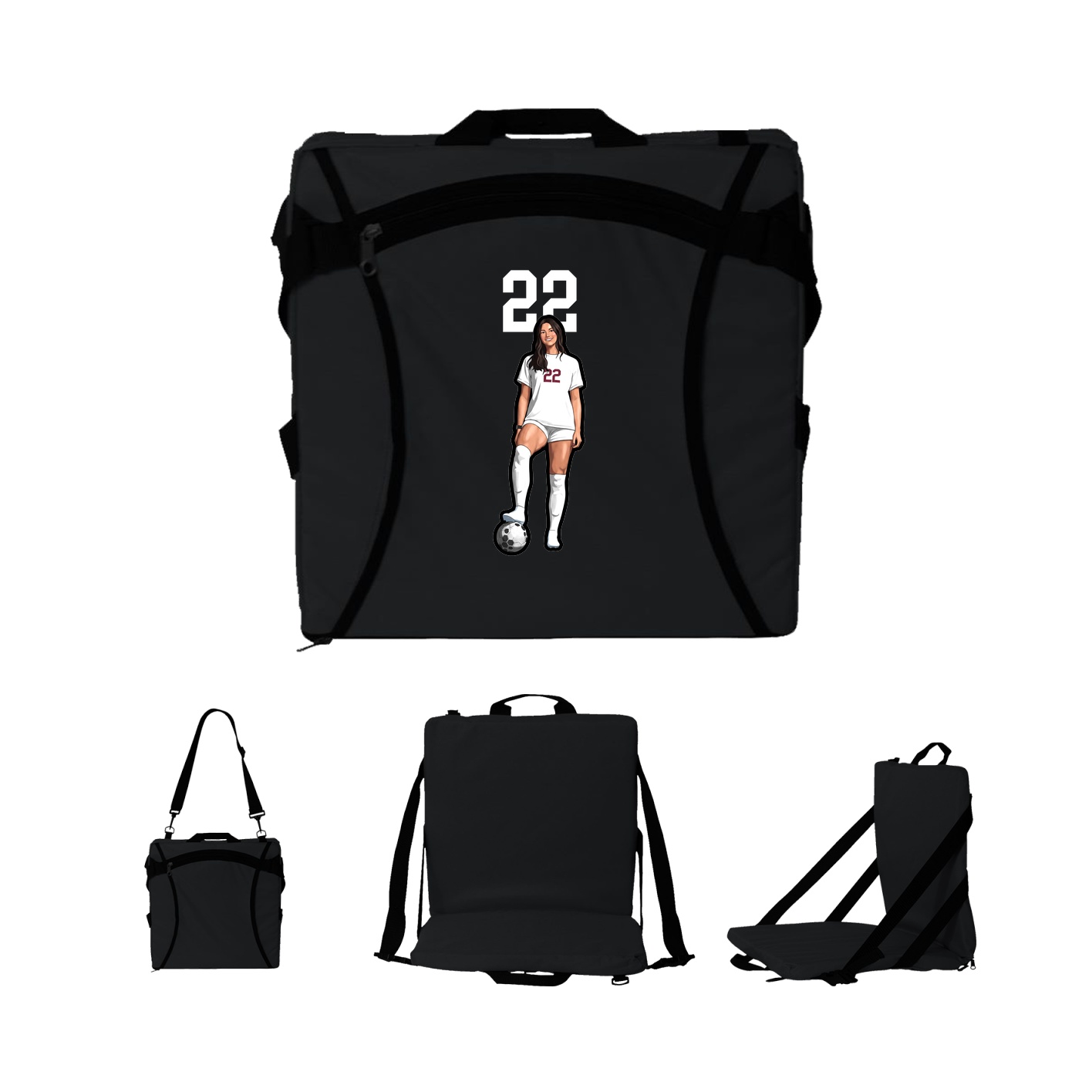 Folding Stadium Seat — Number Top in Black