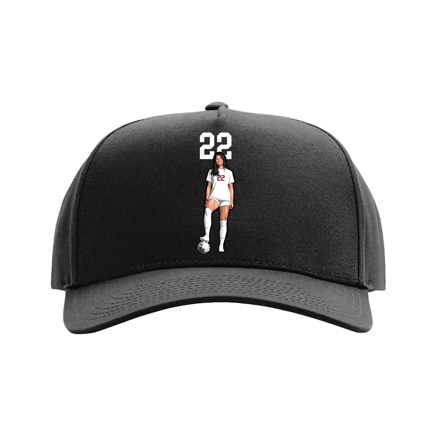 Full Fabric Five-Panel Champ Cap — Number Top in Black