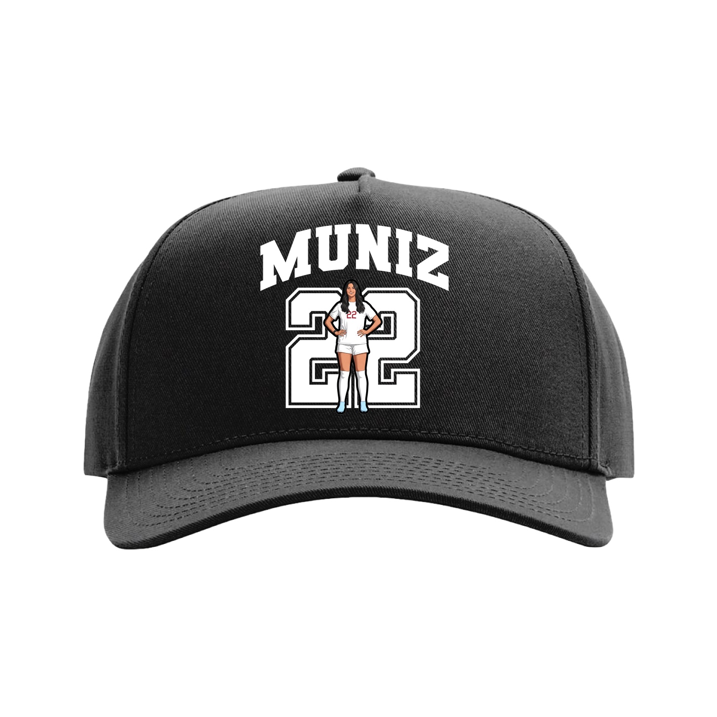 Full Fabric Five-Panel Champ Cap — Number in Black