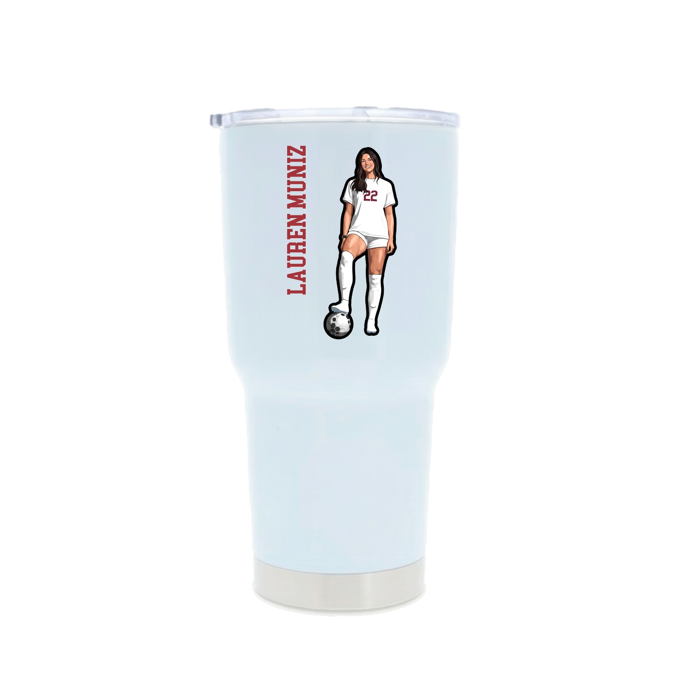 30oz Stainless Steel Tumbler — Name Vertical in White