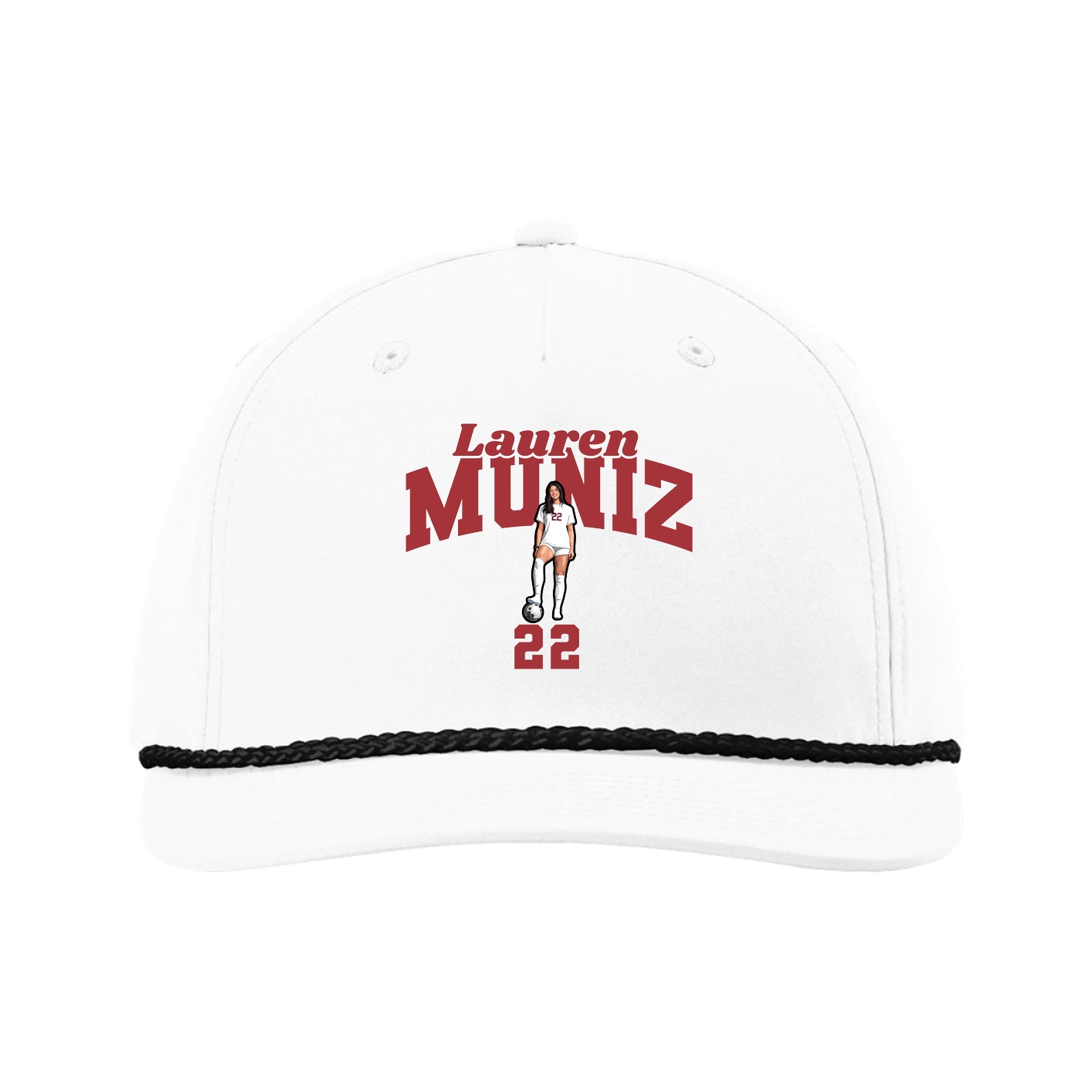Five-Panel Classic Rope Cap — Signature Arch in White