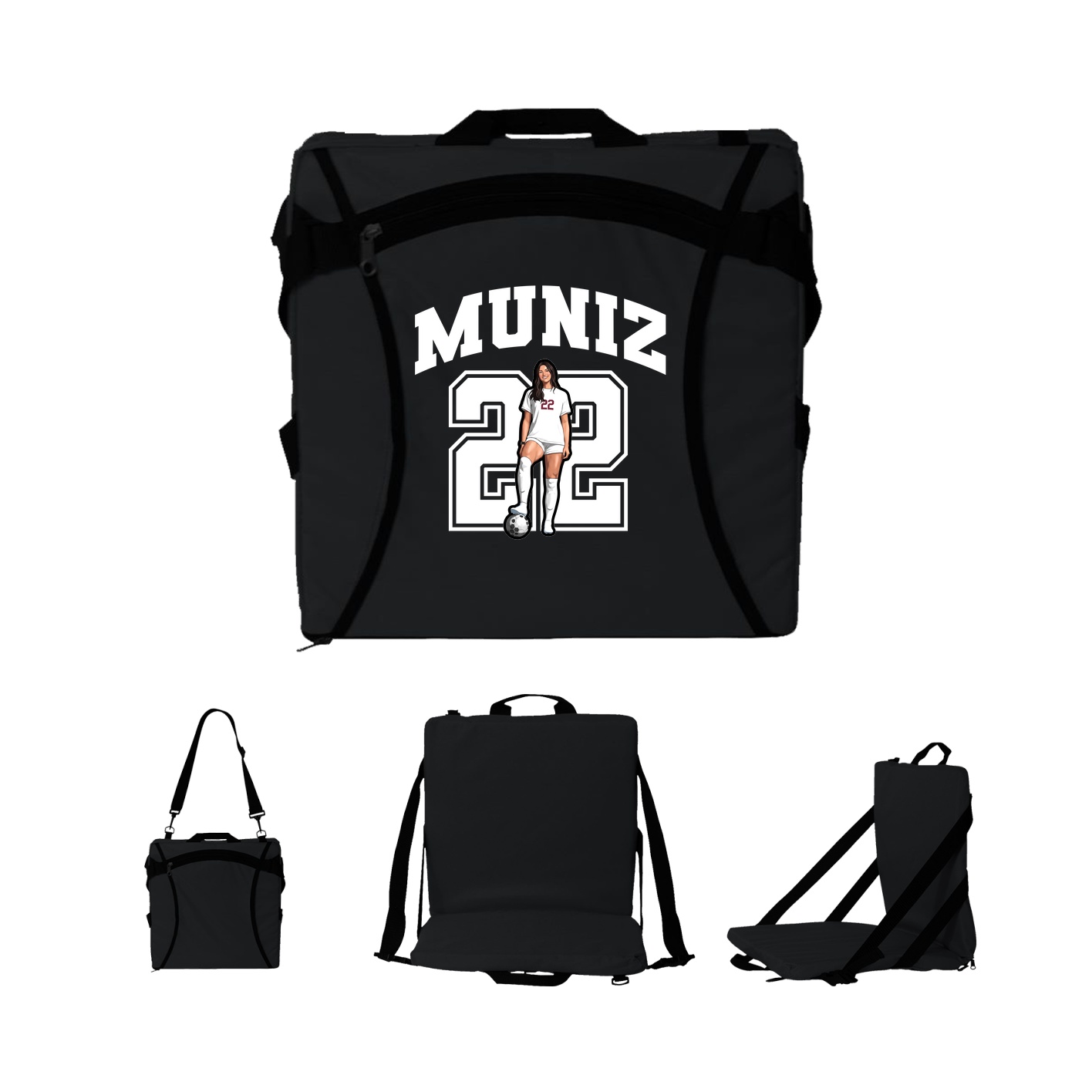 Folding Stadium Seat — Number in Black