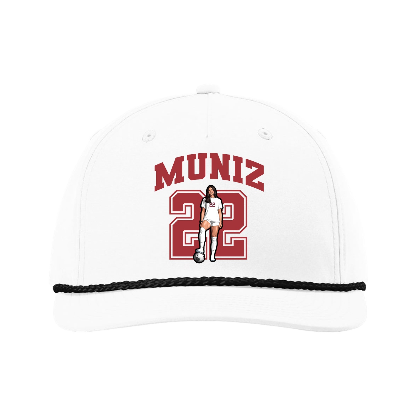 Five-Panel Classic Rope Cap — Number in White