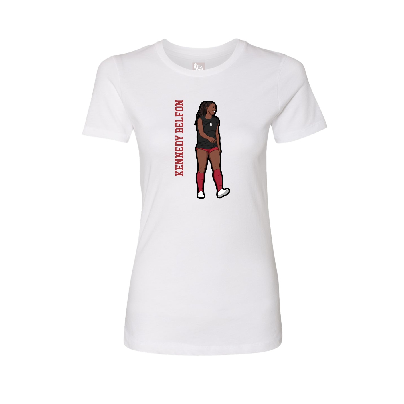 Fitted Women's Tee — Name Vertical in White