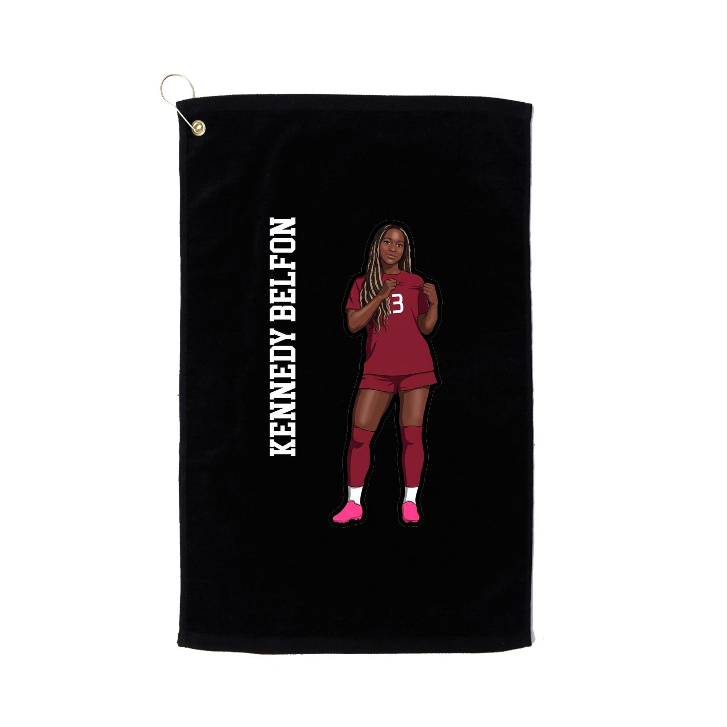 Golf Towel — Name Vertical in Black