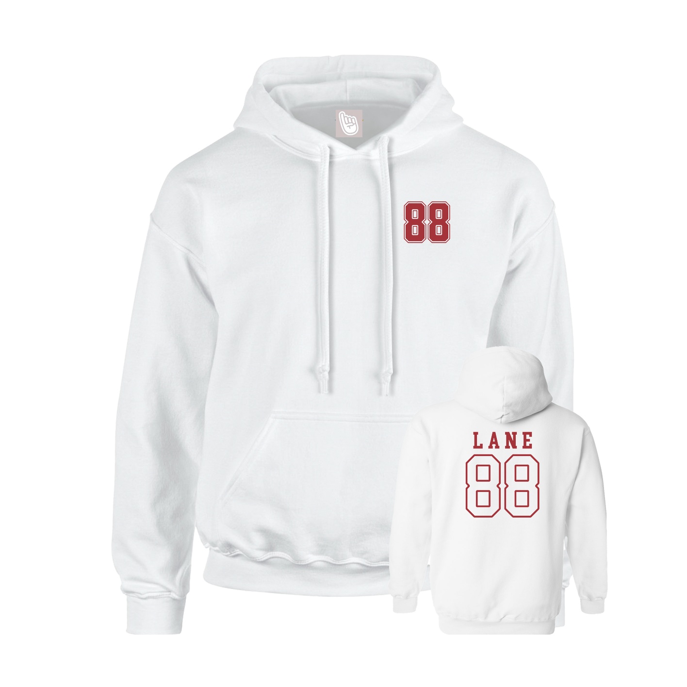 Youth Hoodie — Chest Back in White