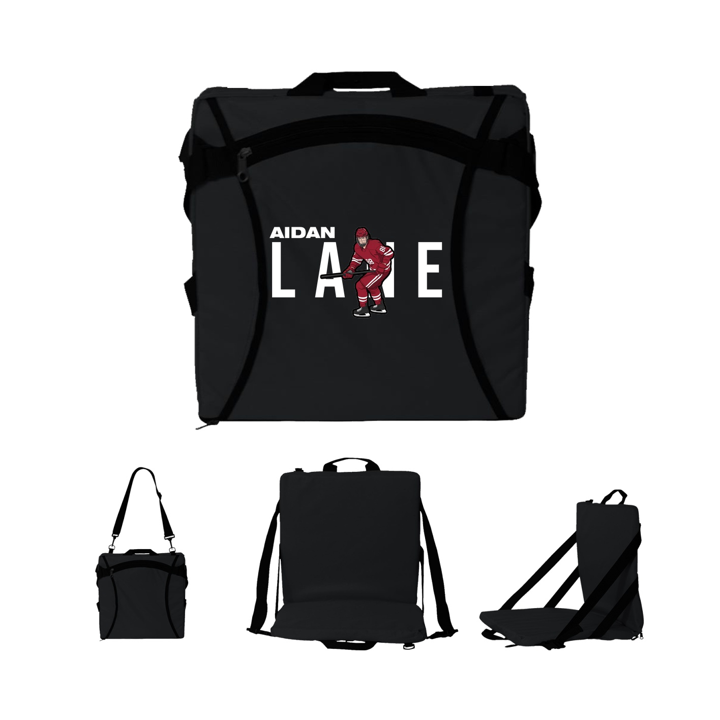 Folding Stadium Seat — Player Name in Black