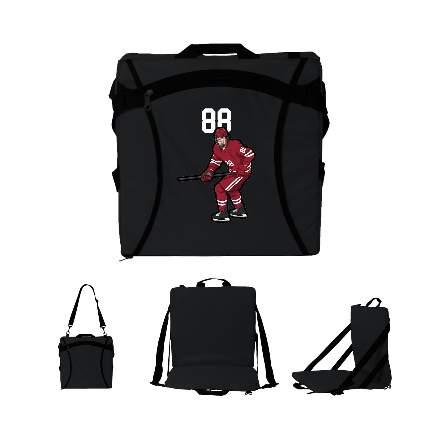Folding Stadium Seat — Number Top in Black