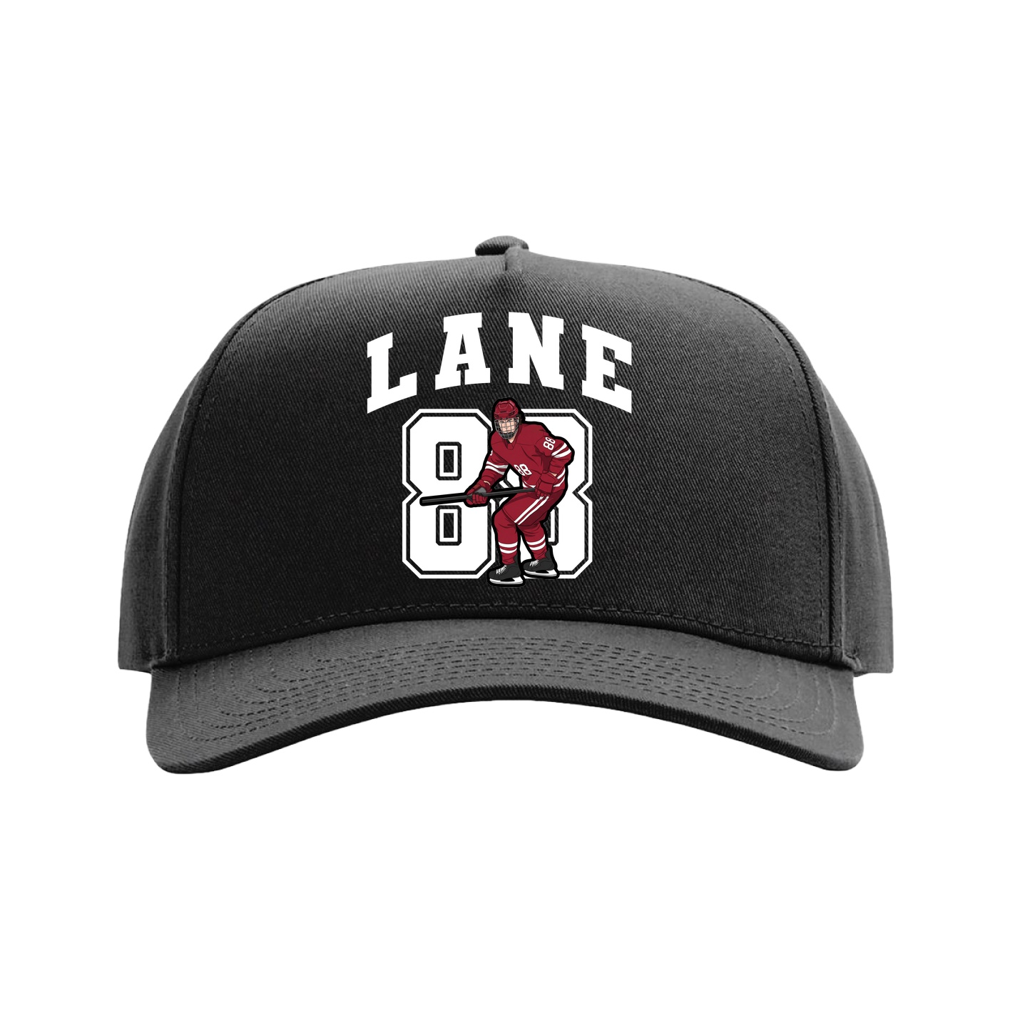 Full Fabric Five-Panel Champ Cap — Number in Black