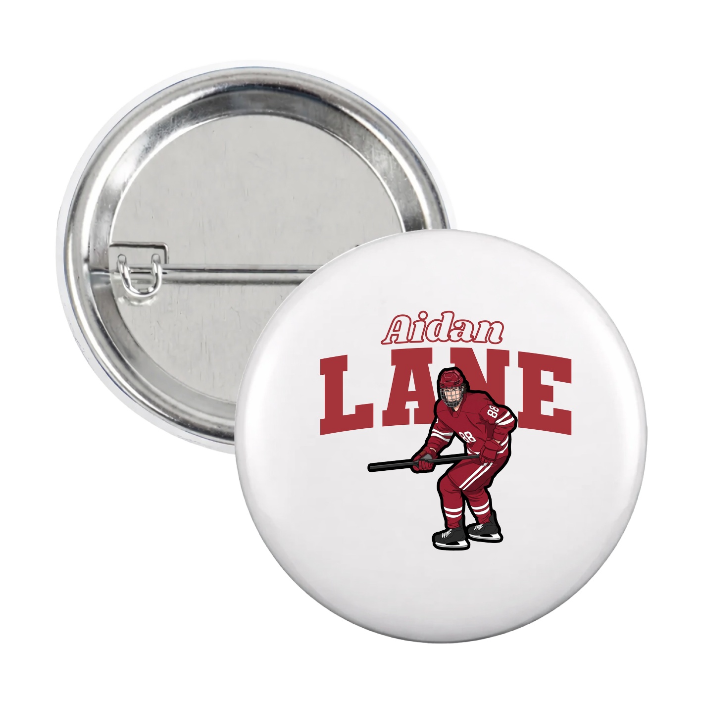 Game Day Button — Name Arch in White
