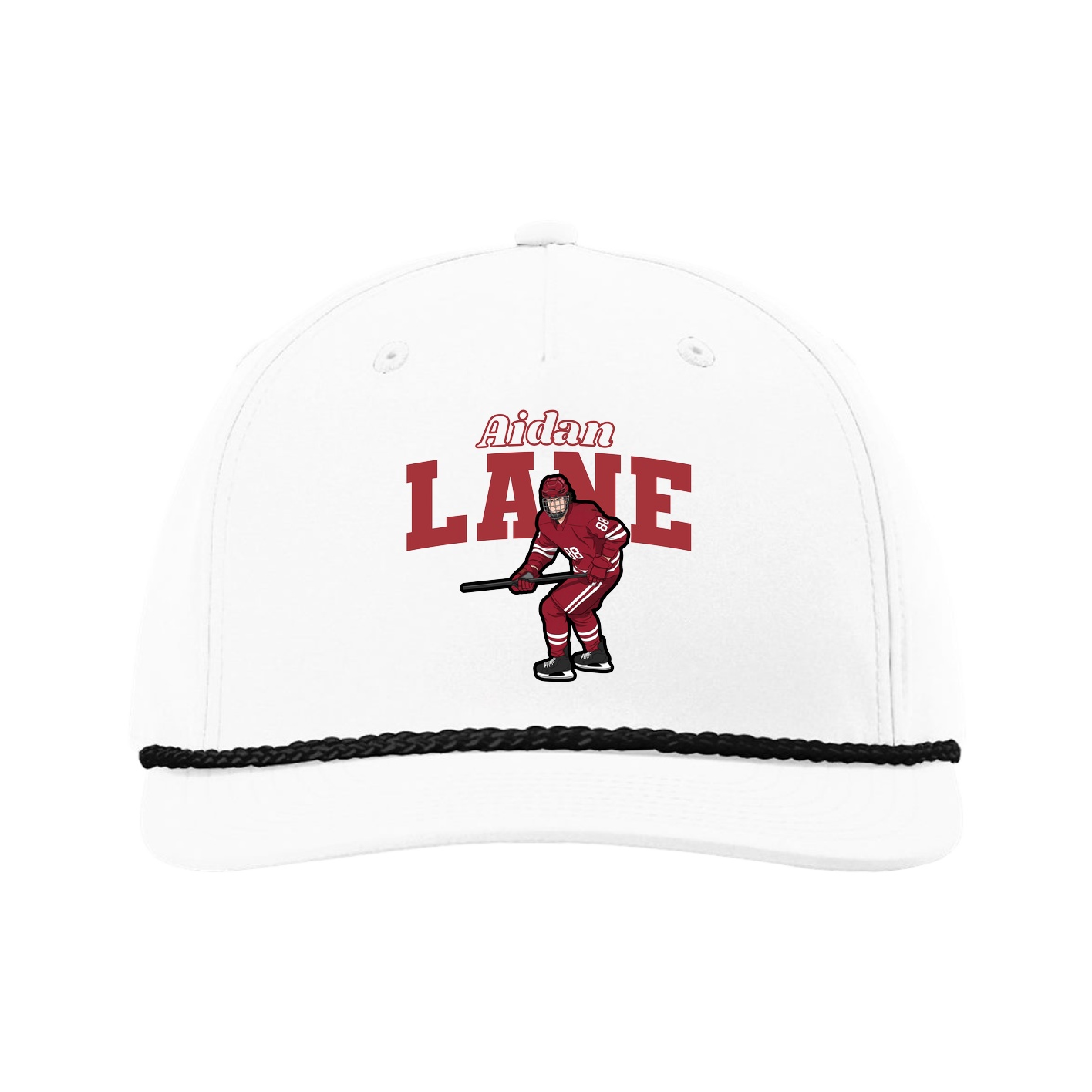 Five-Panel Classic Rope Cap — Name Arch in White
