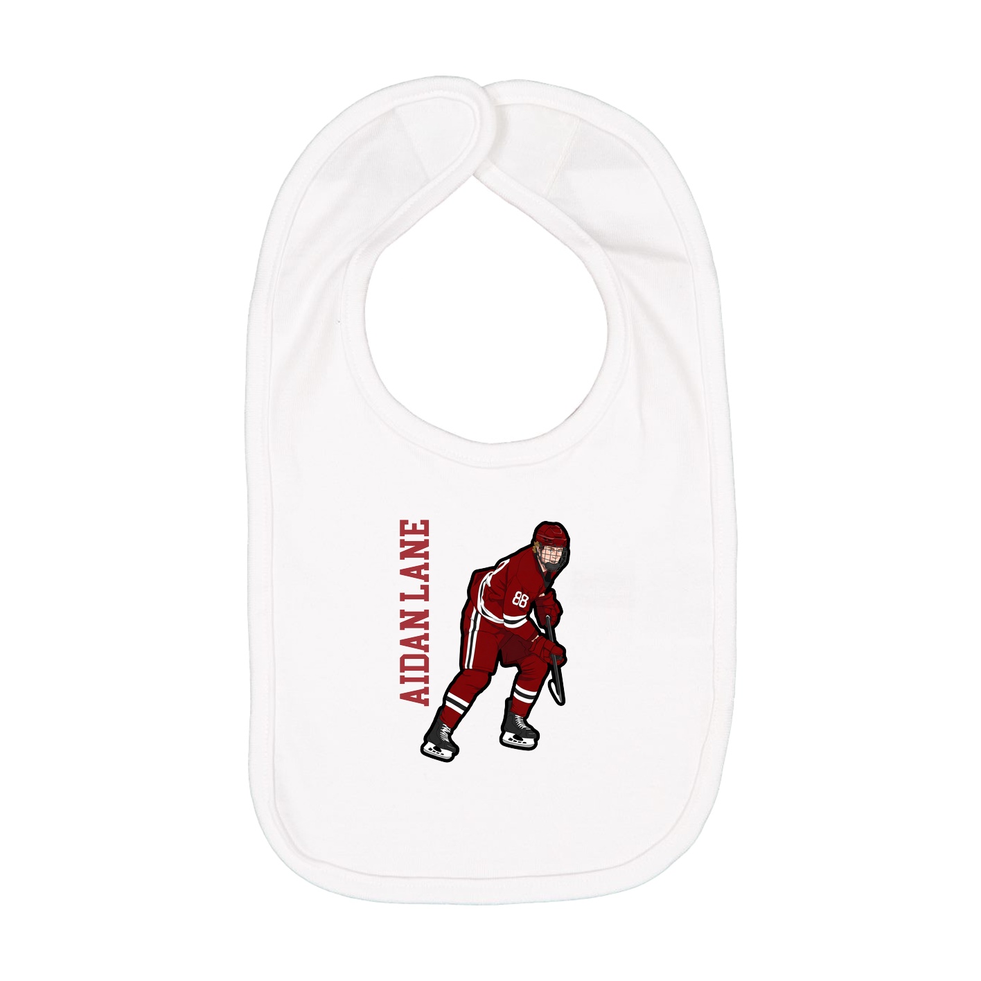 Infant Bib — Name Vertical in White