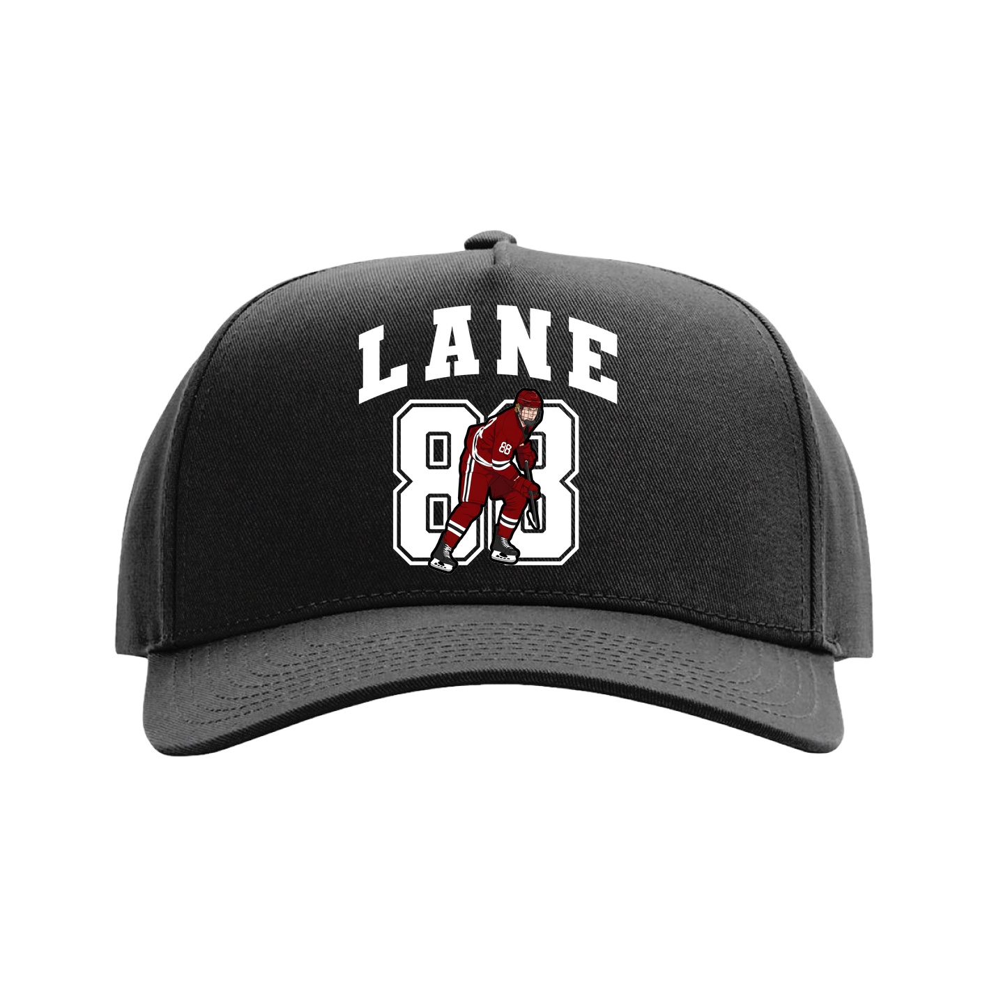 Full Fabric Five-Panel Champ Cap — Number in Black