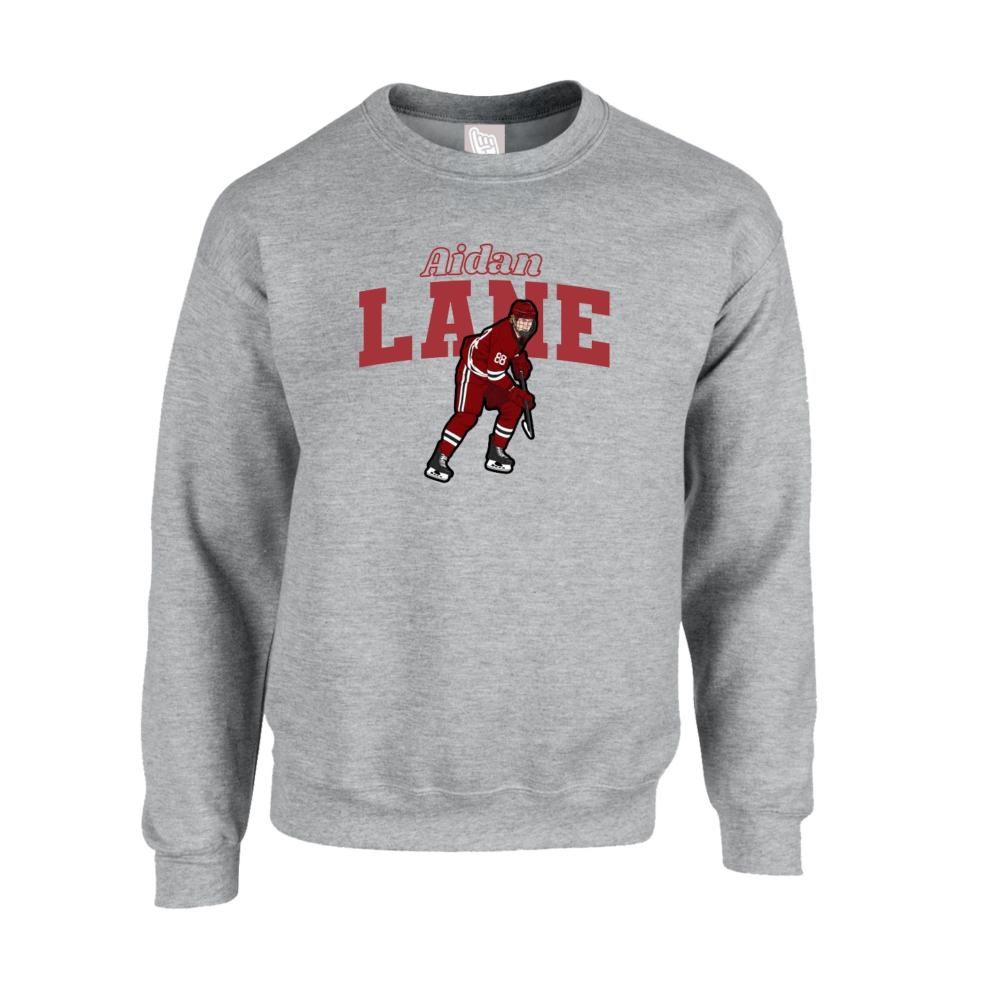 Fleece Crew — Name Arch in Grey