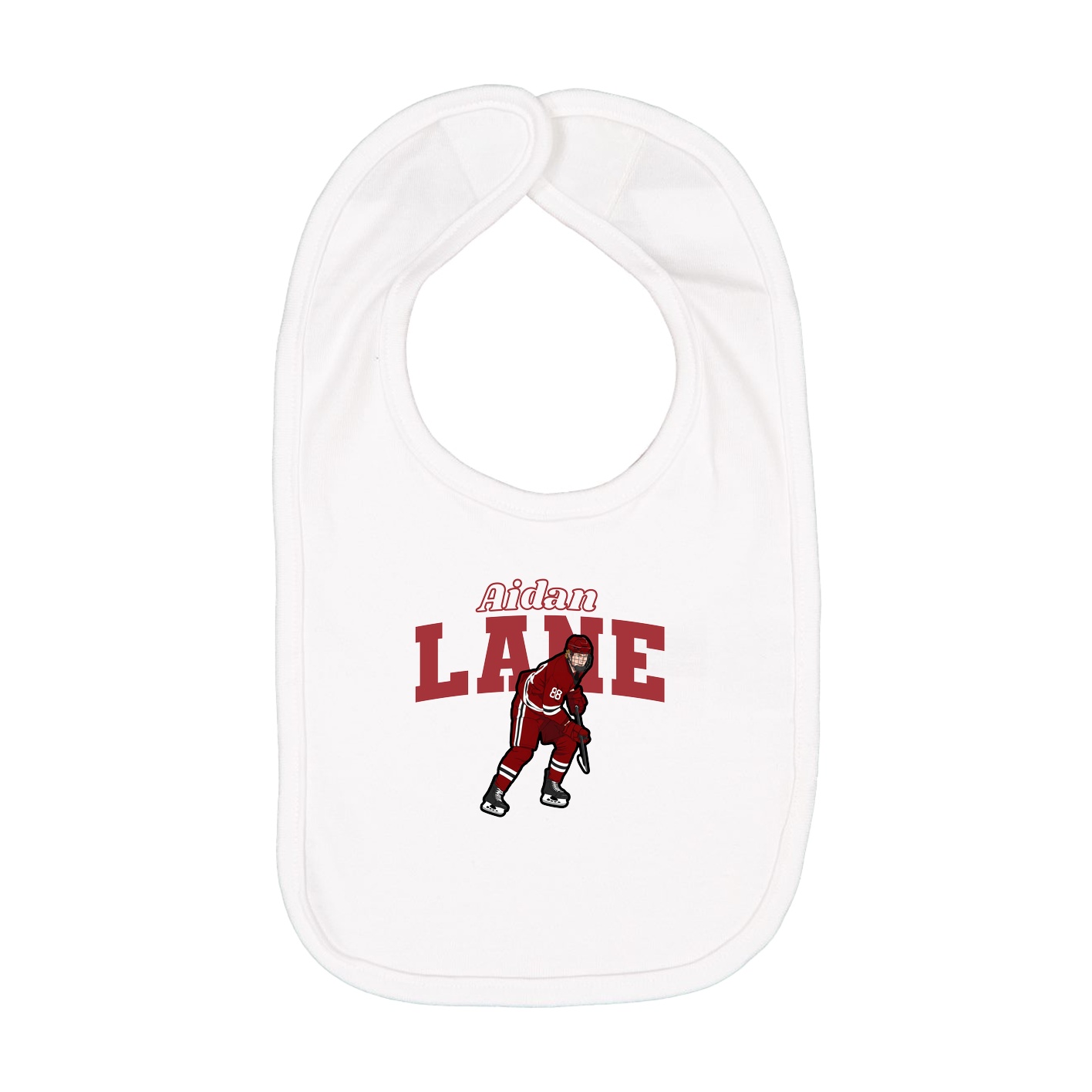 Infant Bib — Name Arch in White