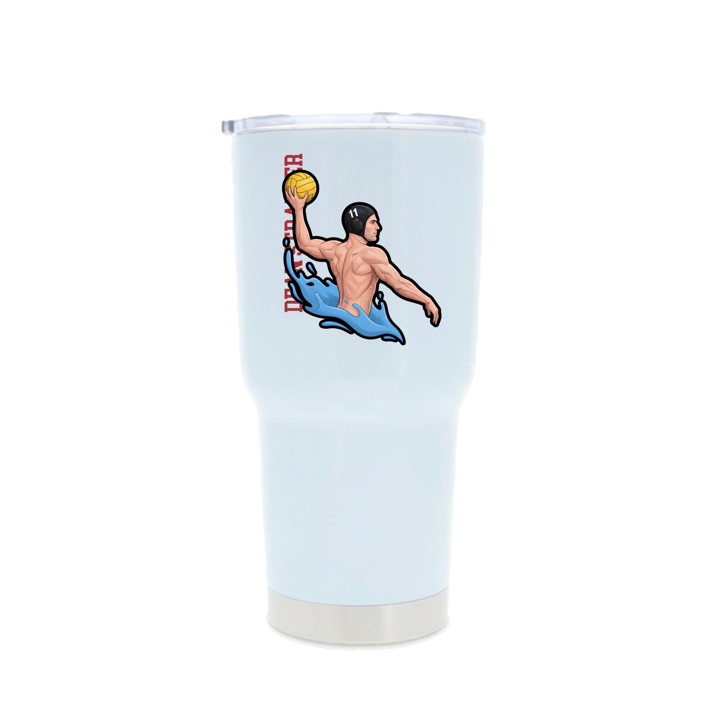 30oz Stainless Steel Tumbler — Name Vertical in White