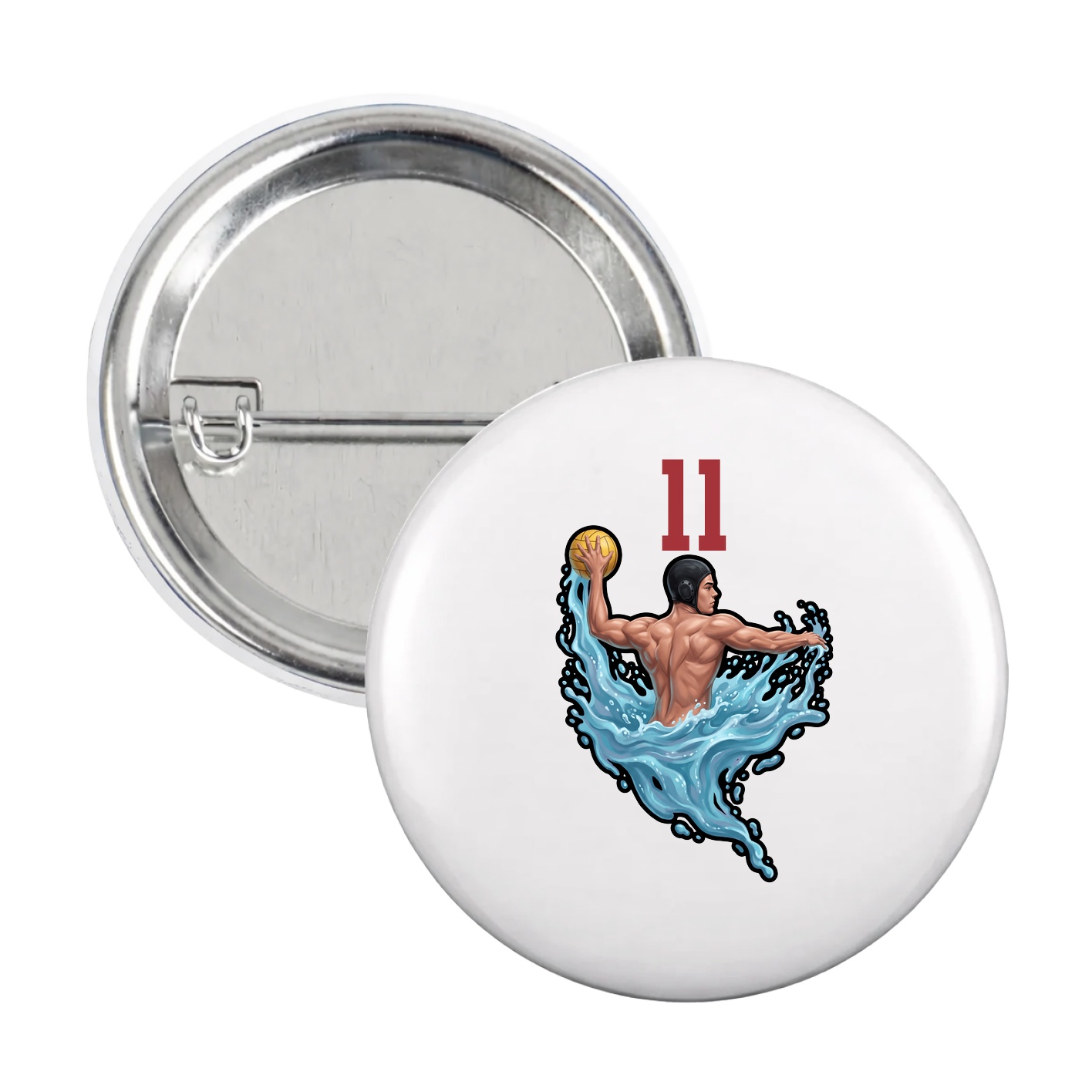 Game Day Button — Number Top in White
