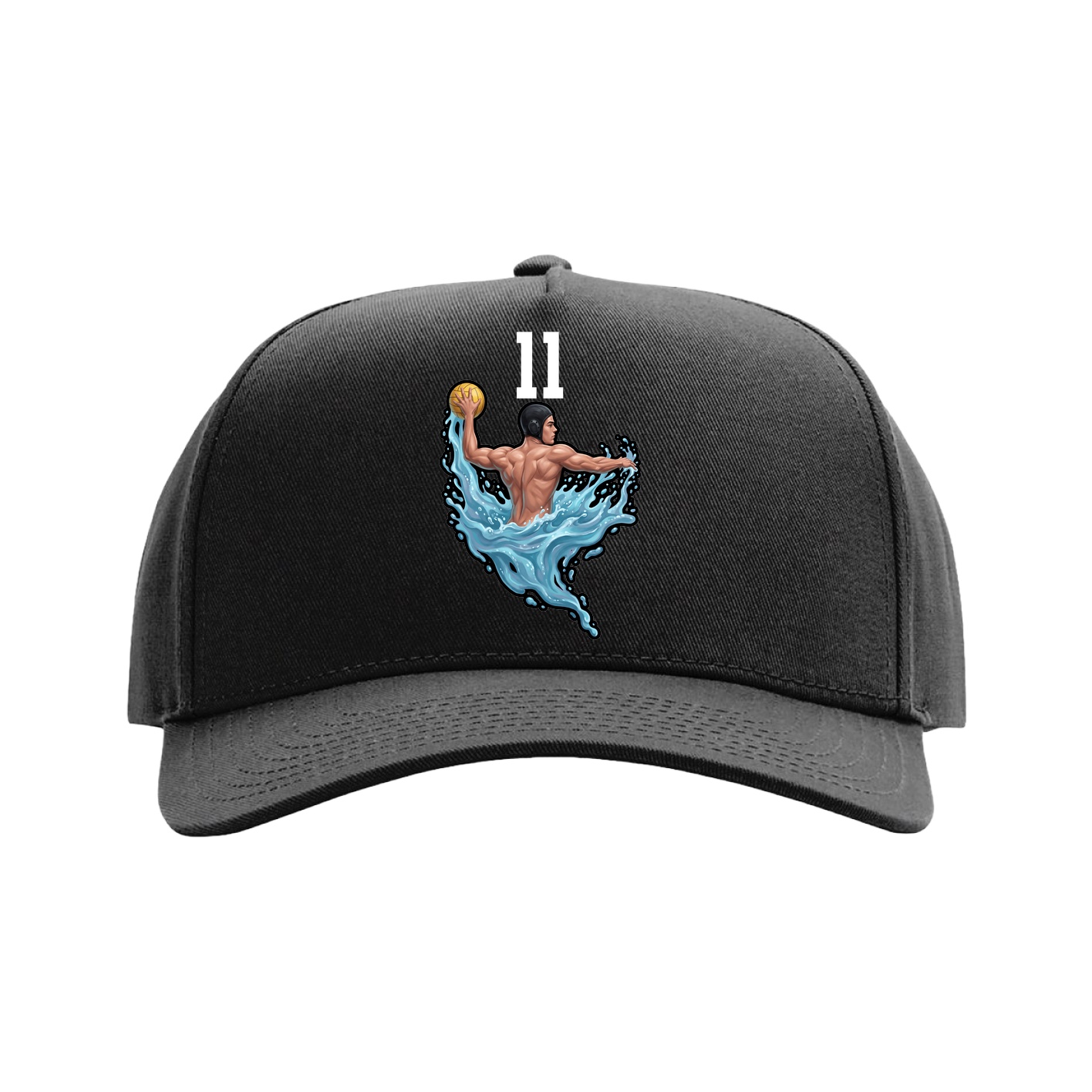 Full Fabric Five-Panel Champ Cap — Number Top in Black