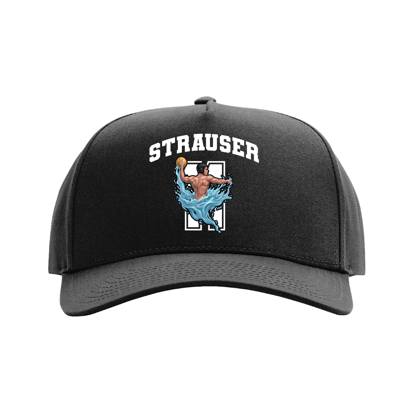 Full Fabric Five-Panel Champ Cap — Number in Black
