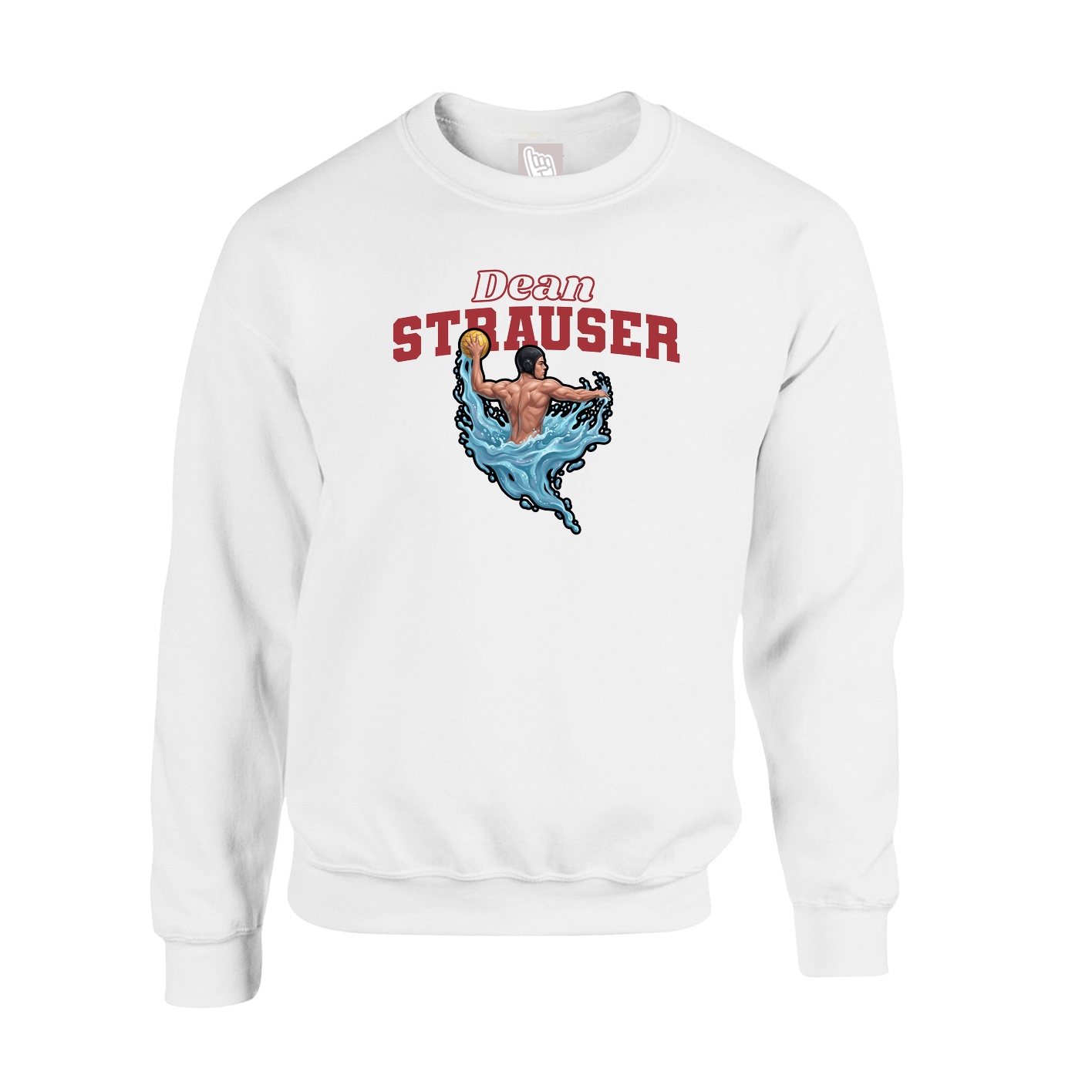 Fleece Crew — Name Arch in White
