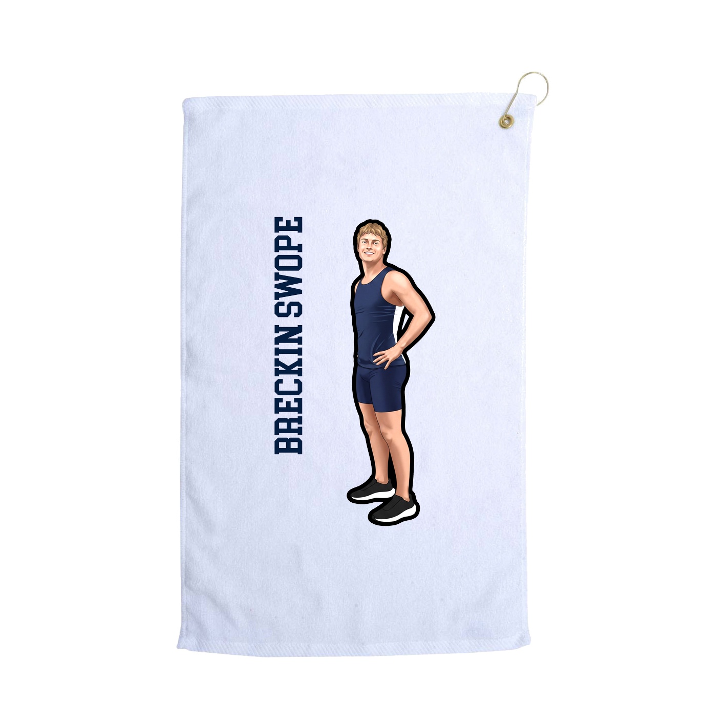 Golf Towel — Name Vertical in White
