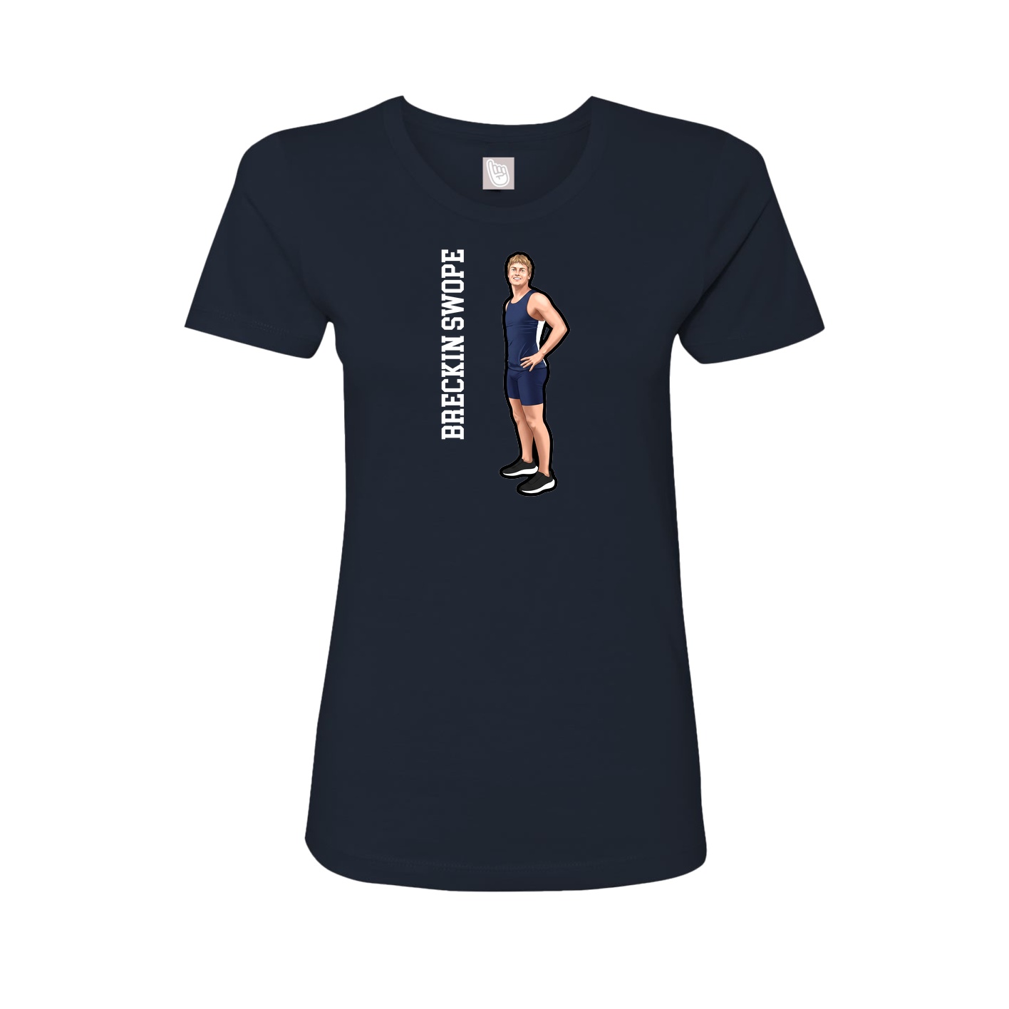 Fitted Women's Tee — Name Vertical in Navy