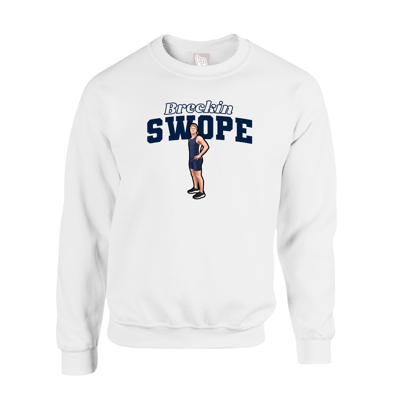 Fleece Crew — Name Arch in White