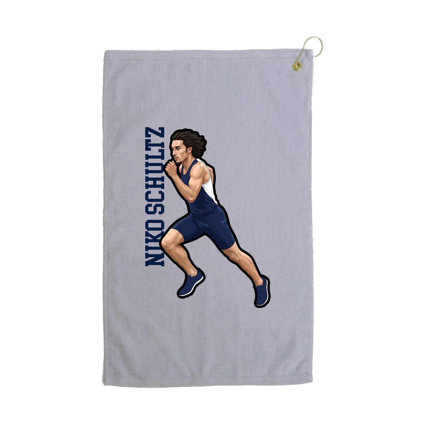 Golf Towel — Name Vertical in Grey
