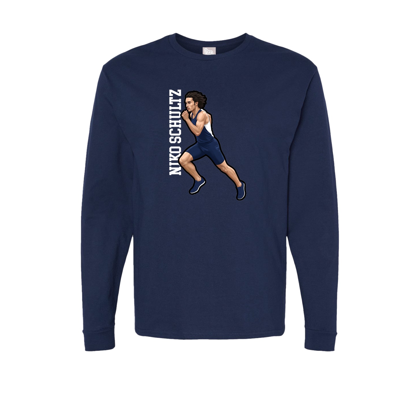 Long Sleeve Tee — Name Vertical in Navy