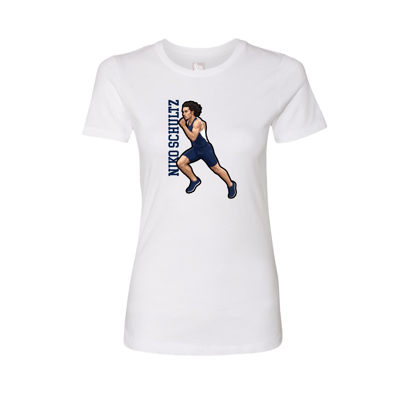 Fitted Women's Tee — Name Vertical in White