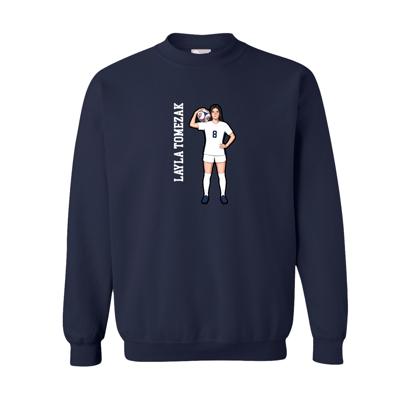 Fleece Crew — Name Vertical in Navy