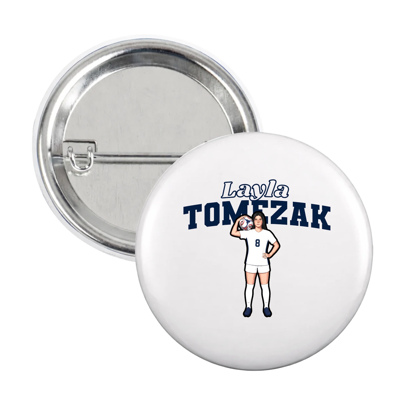 Game Day Button — Name Arch in White
