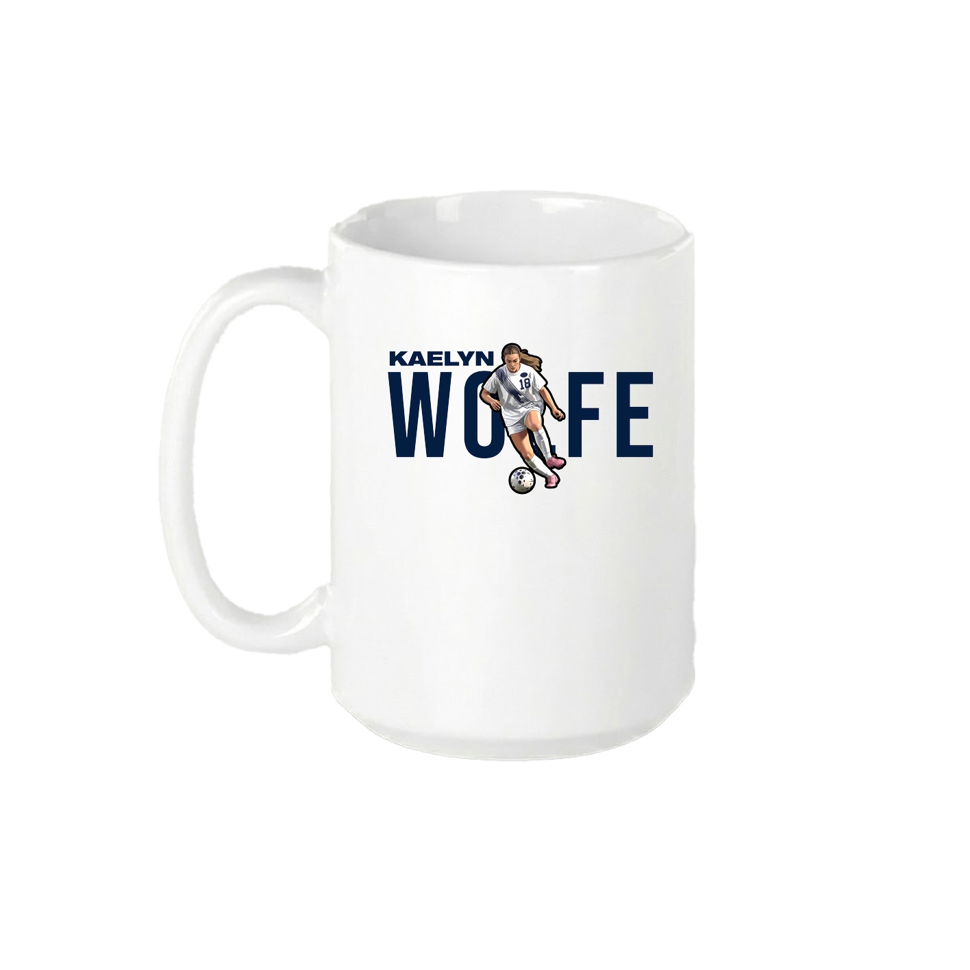 15oz Coffee Mug — Player Name in White