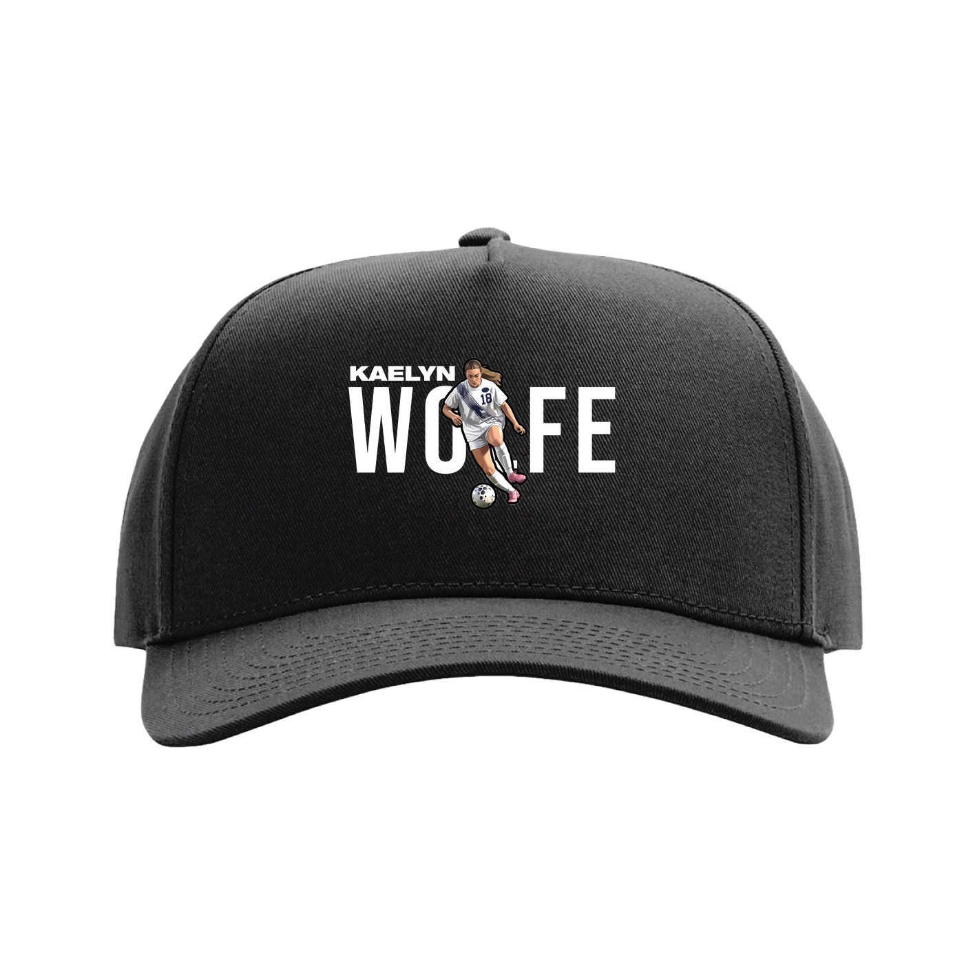 Full Fabric Five-Panel Champ Cap — Player Name in Black
