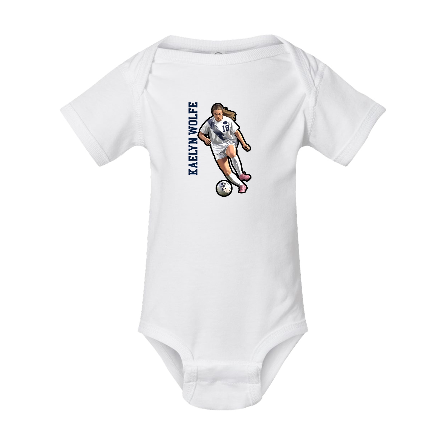 Baby Onesie — Name Vertical in White