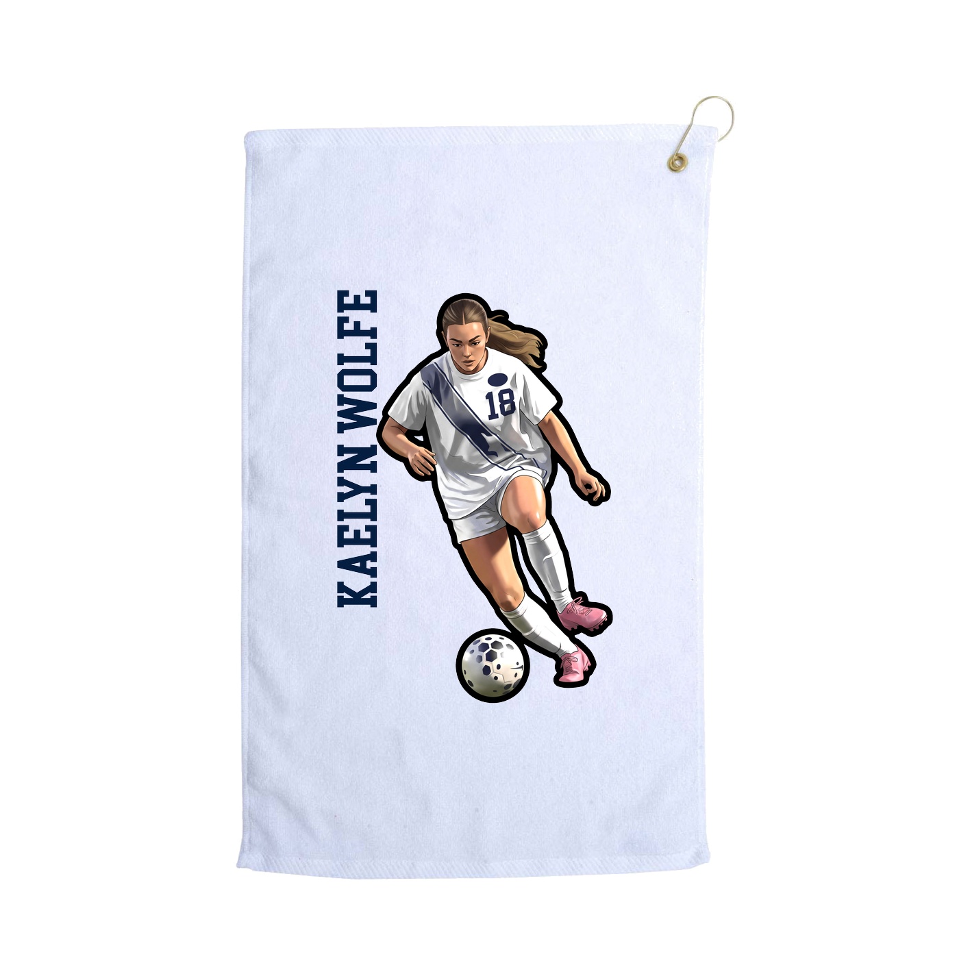 Golf Towel — Name Vertical in White