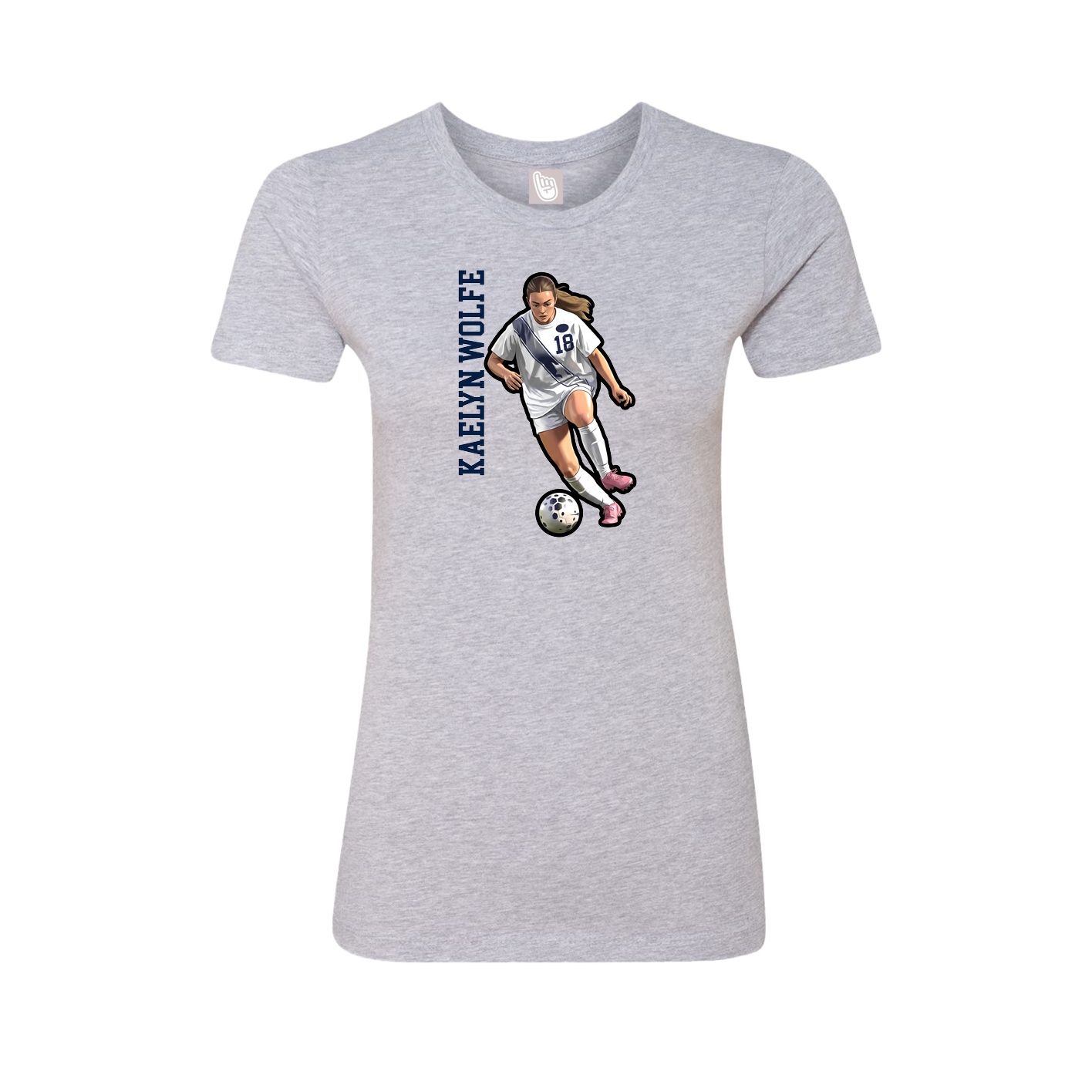 Fitted Women's Tee — Name Vertical in Grey