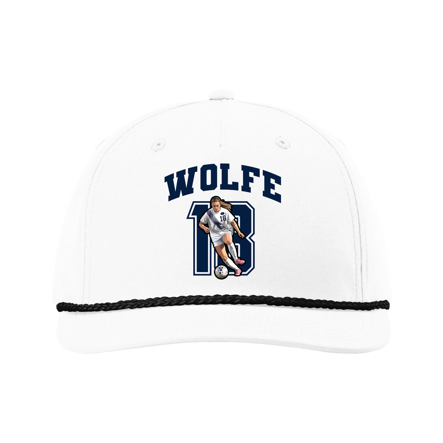Five-Panel Classic Rope Cap — Number in White