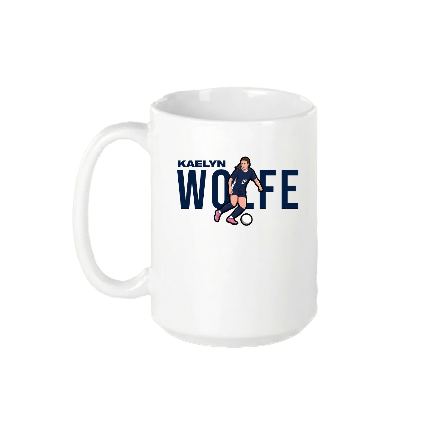 15oz Coffee Mug — Player Name in White