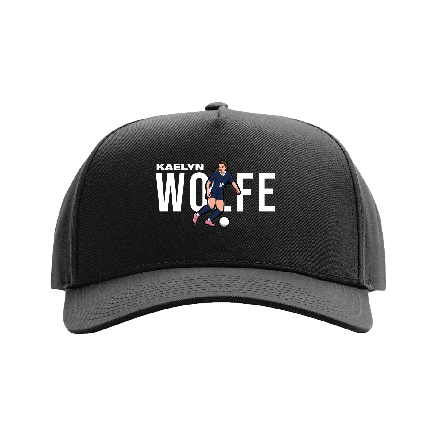 Full Fabric Five-Panel Champ Cap — Player Name in Black