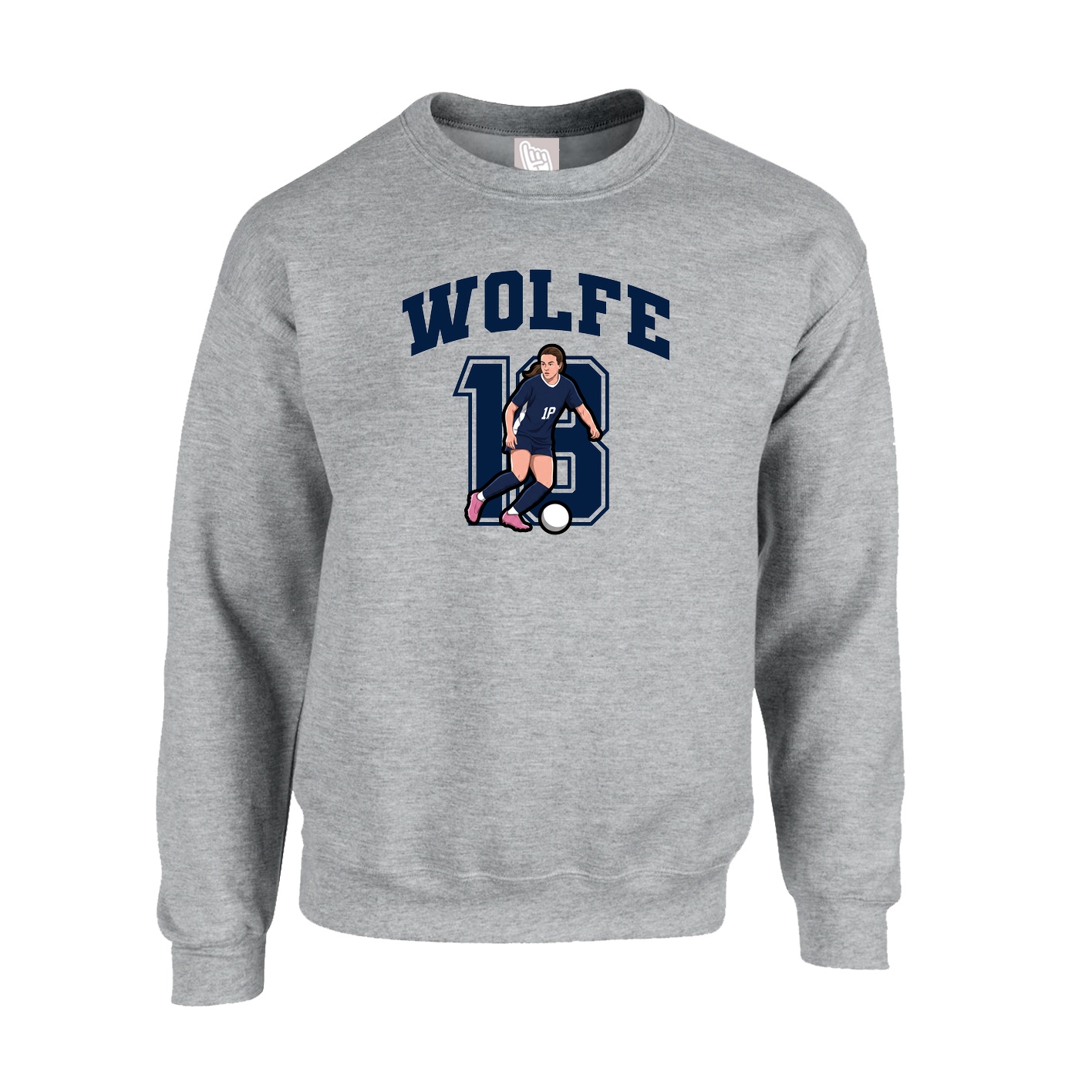 Fleece Crew — Number in Grey