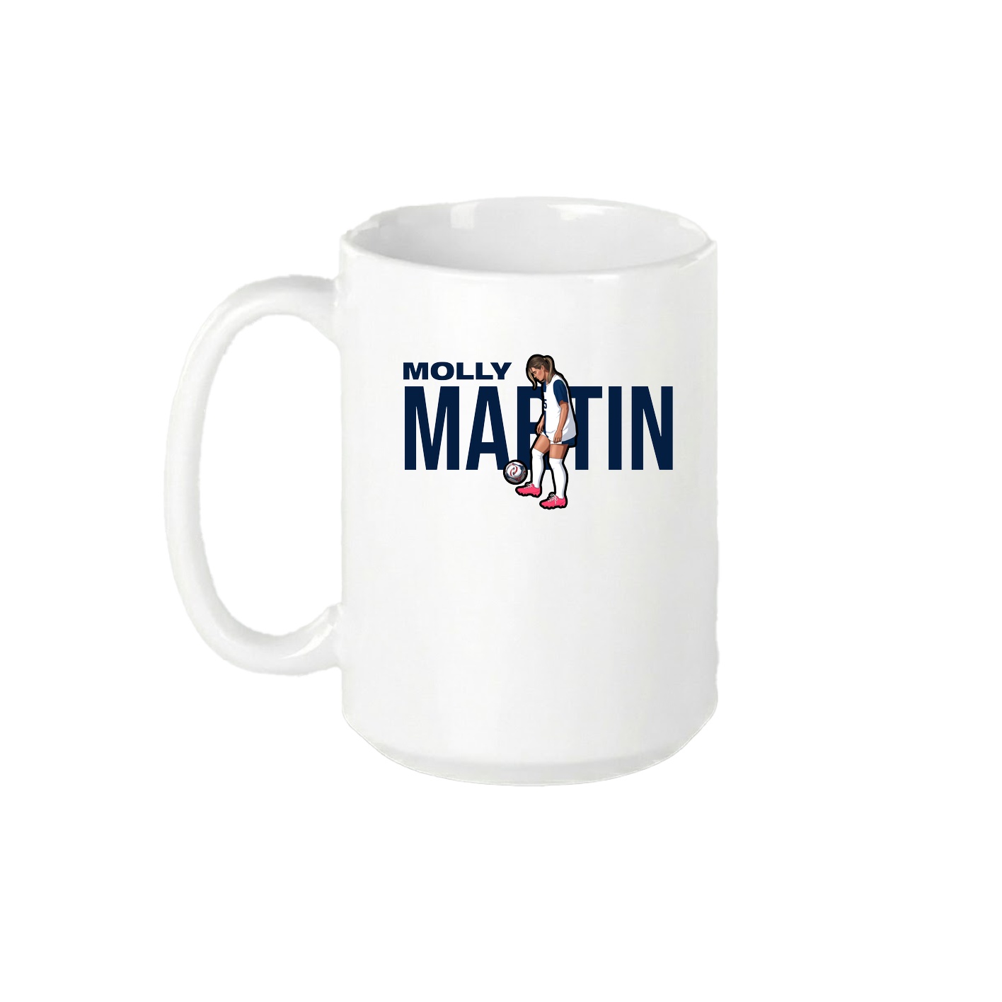 15oz Coffee Mug — Player Name in White