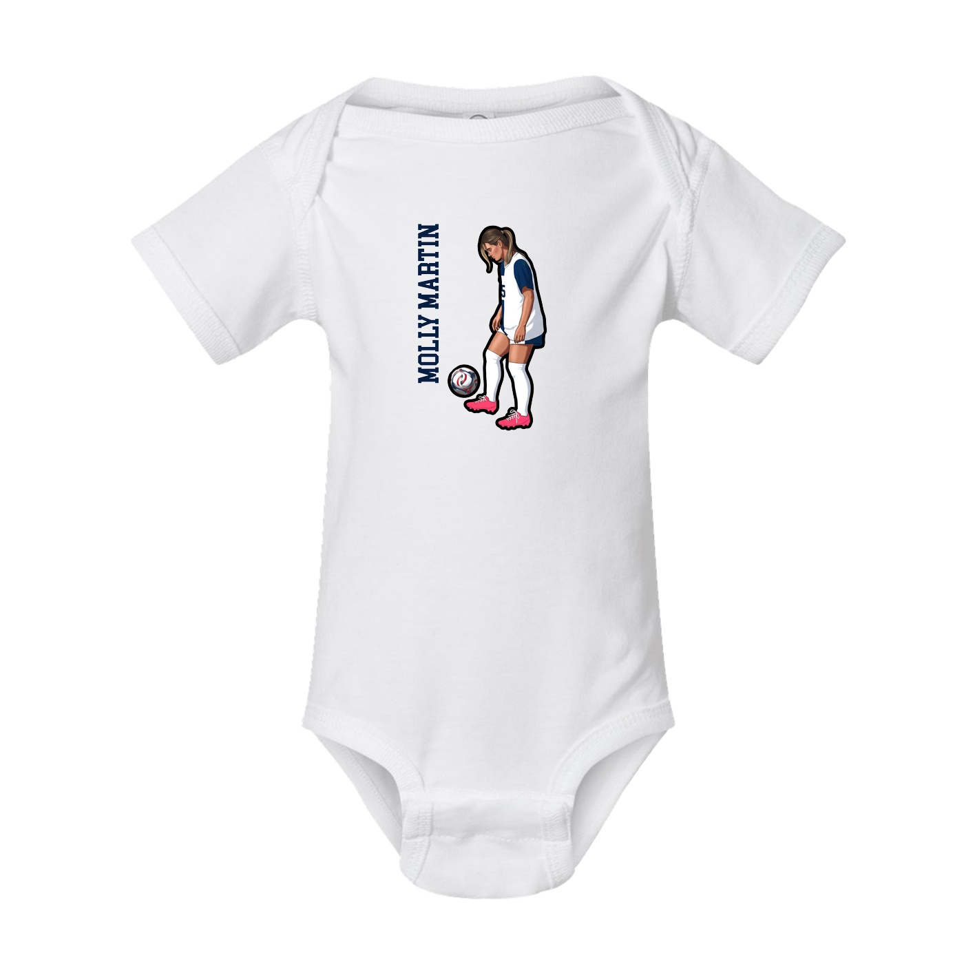 Baby Onesie — Name Vertical in White