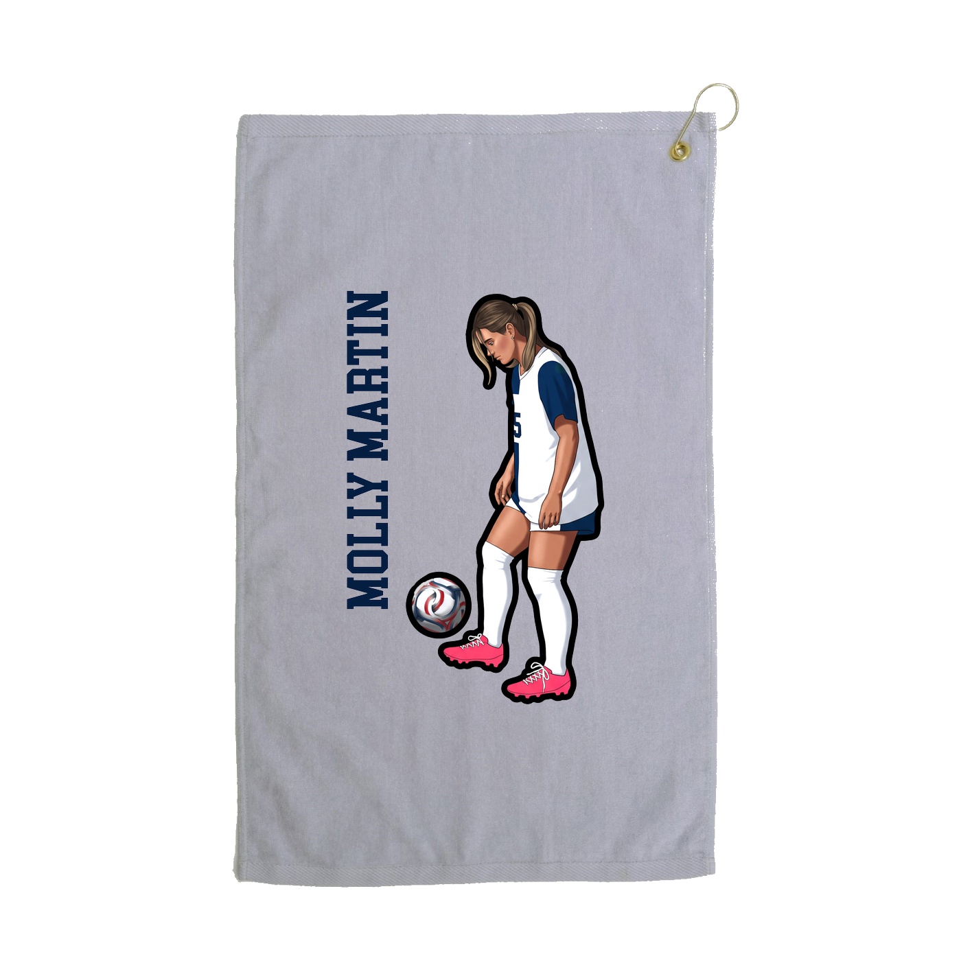 Golf Towel — Name Vertical in Grey