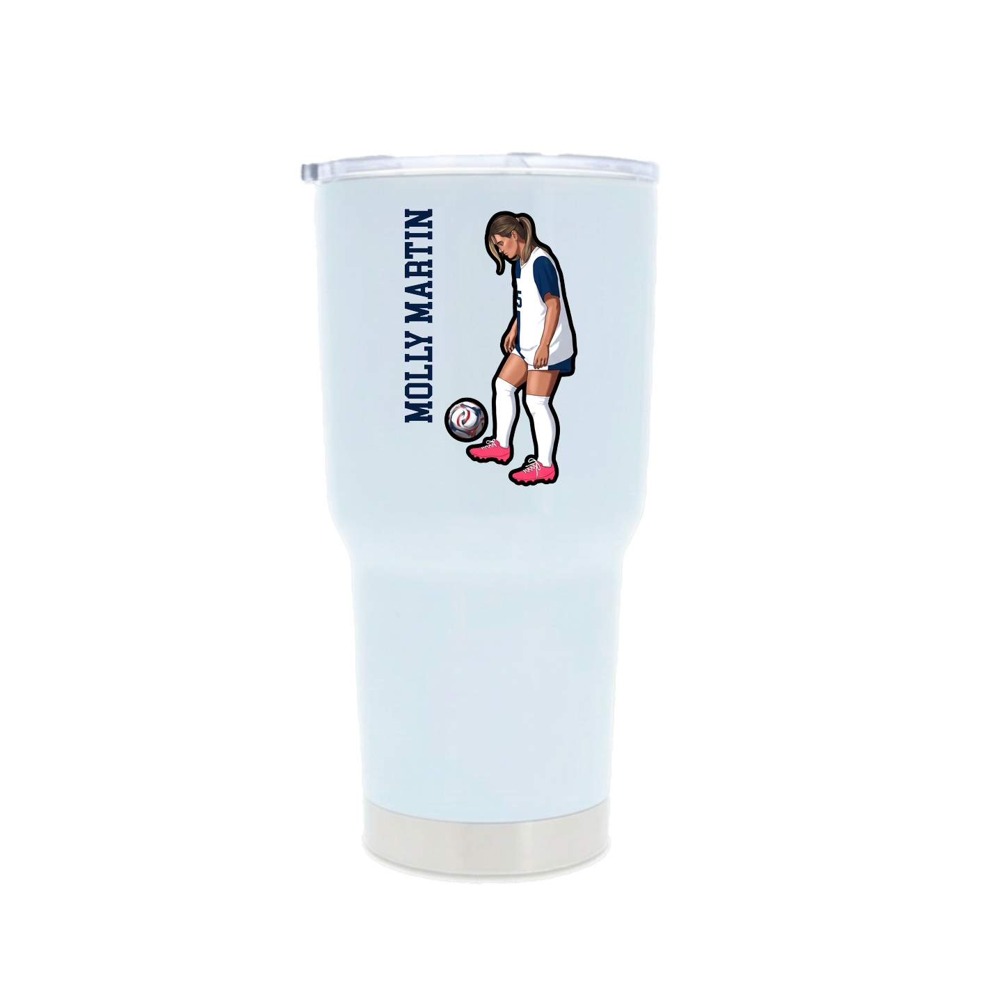 30oz Stainless Steel Tumbler — Name Vertical in White