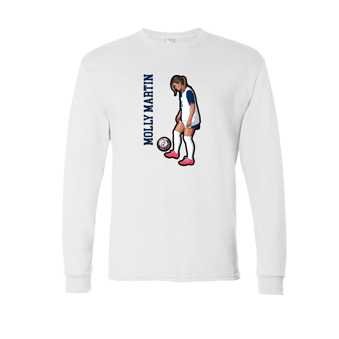 Long Sleeve Tee — Name Vertical in White