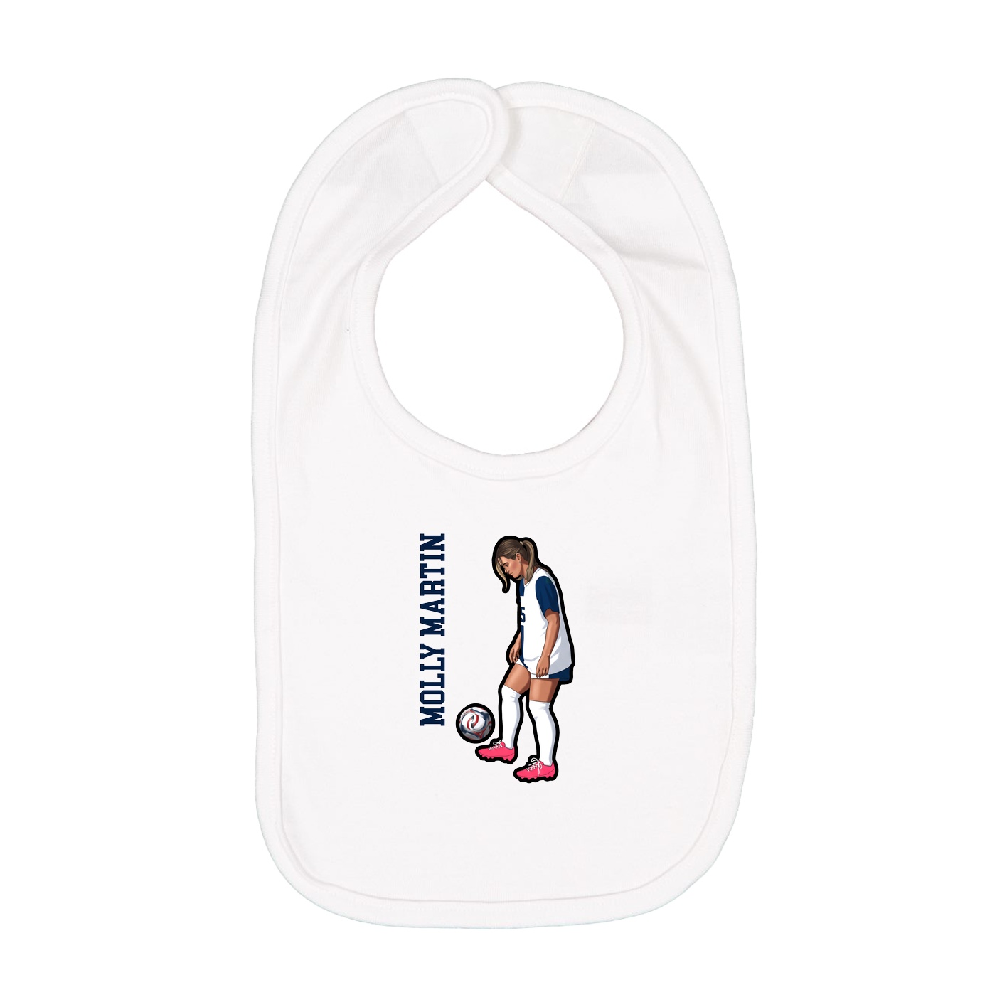Infant Bib — Name Vertical in White