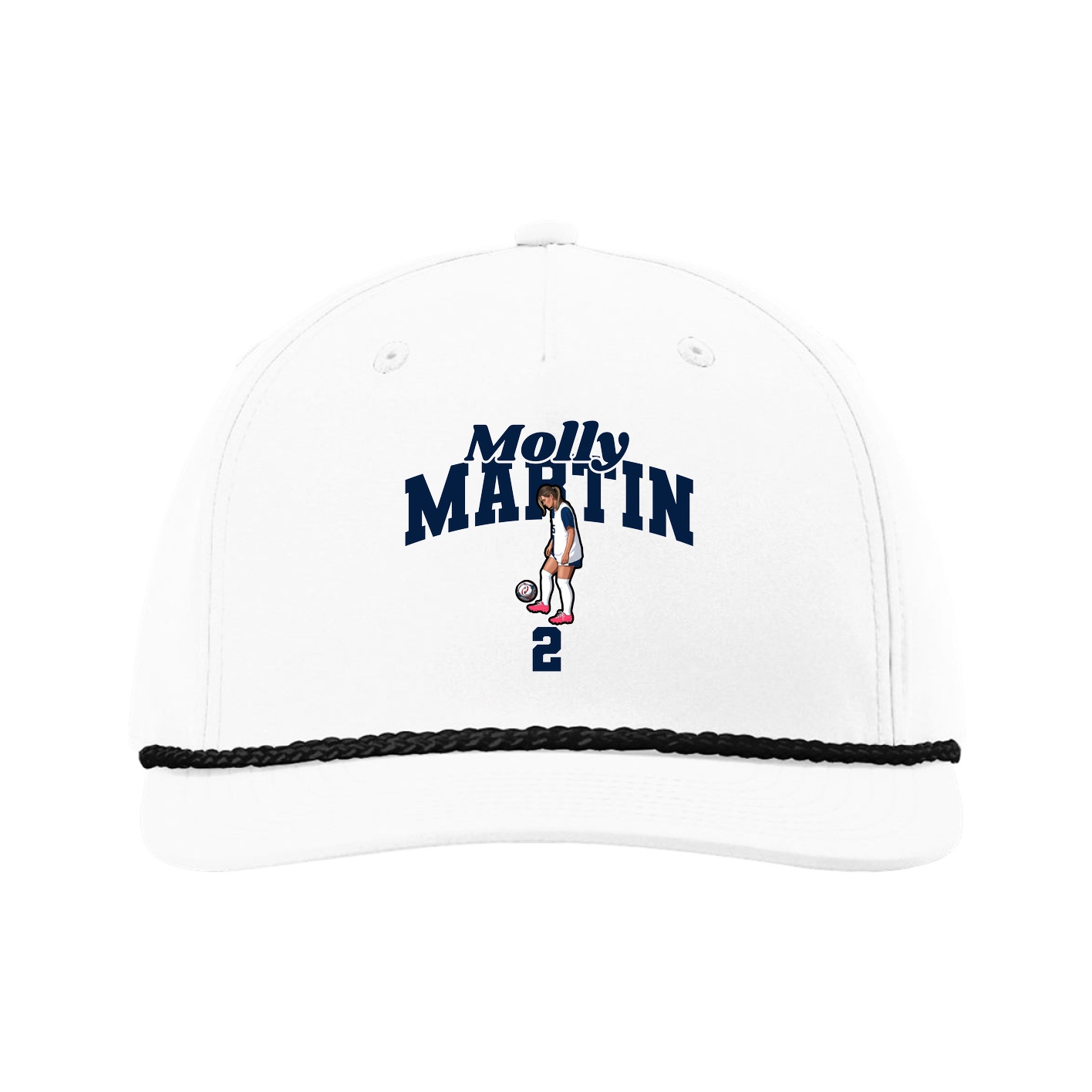 Five-Panel Classic Rope Cap — Signature Arch in White