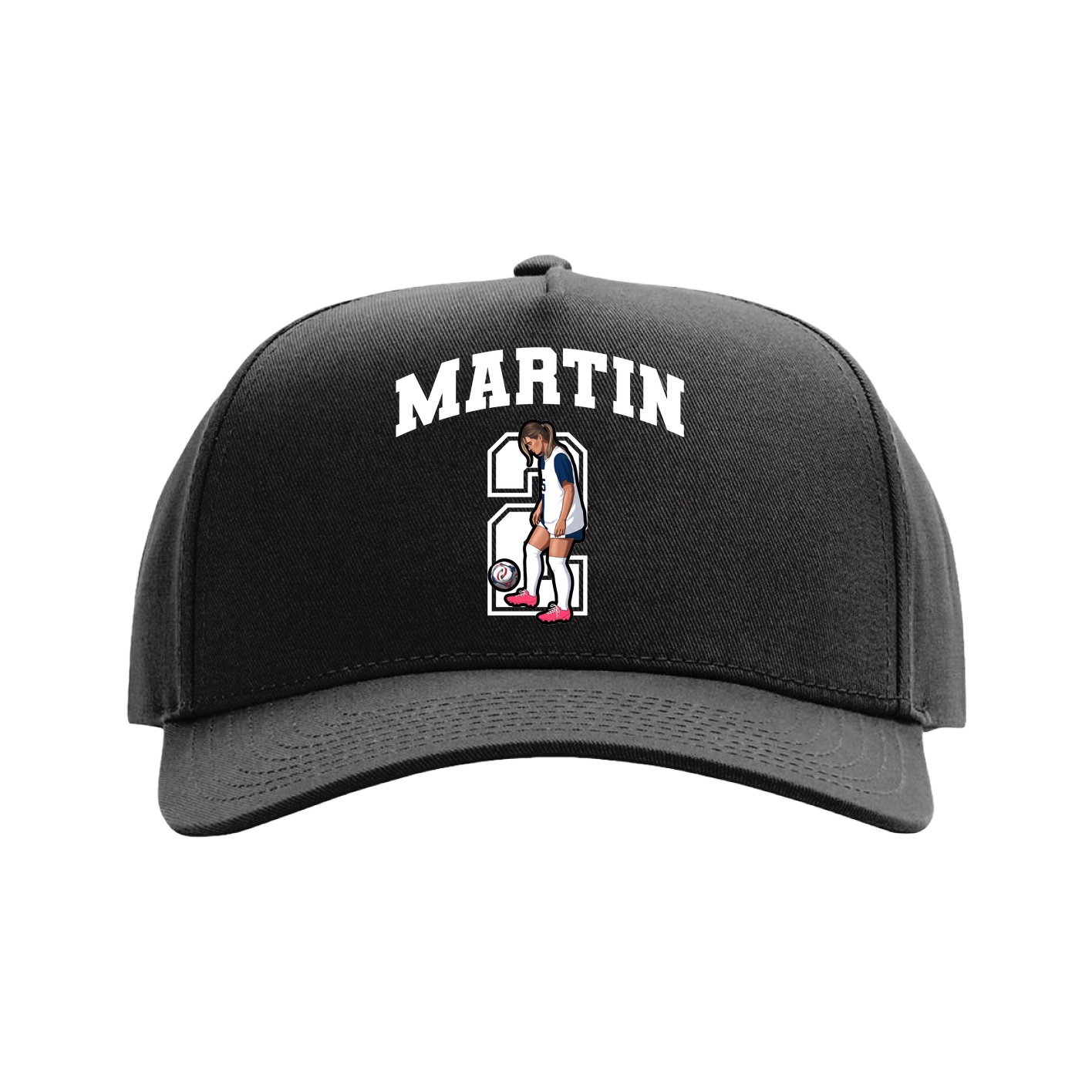 Full Fabric Five-Panel Champ Cap — Number in Black