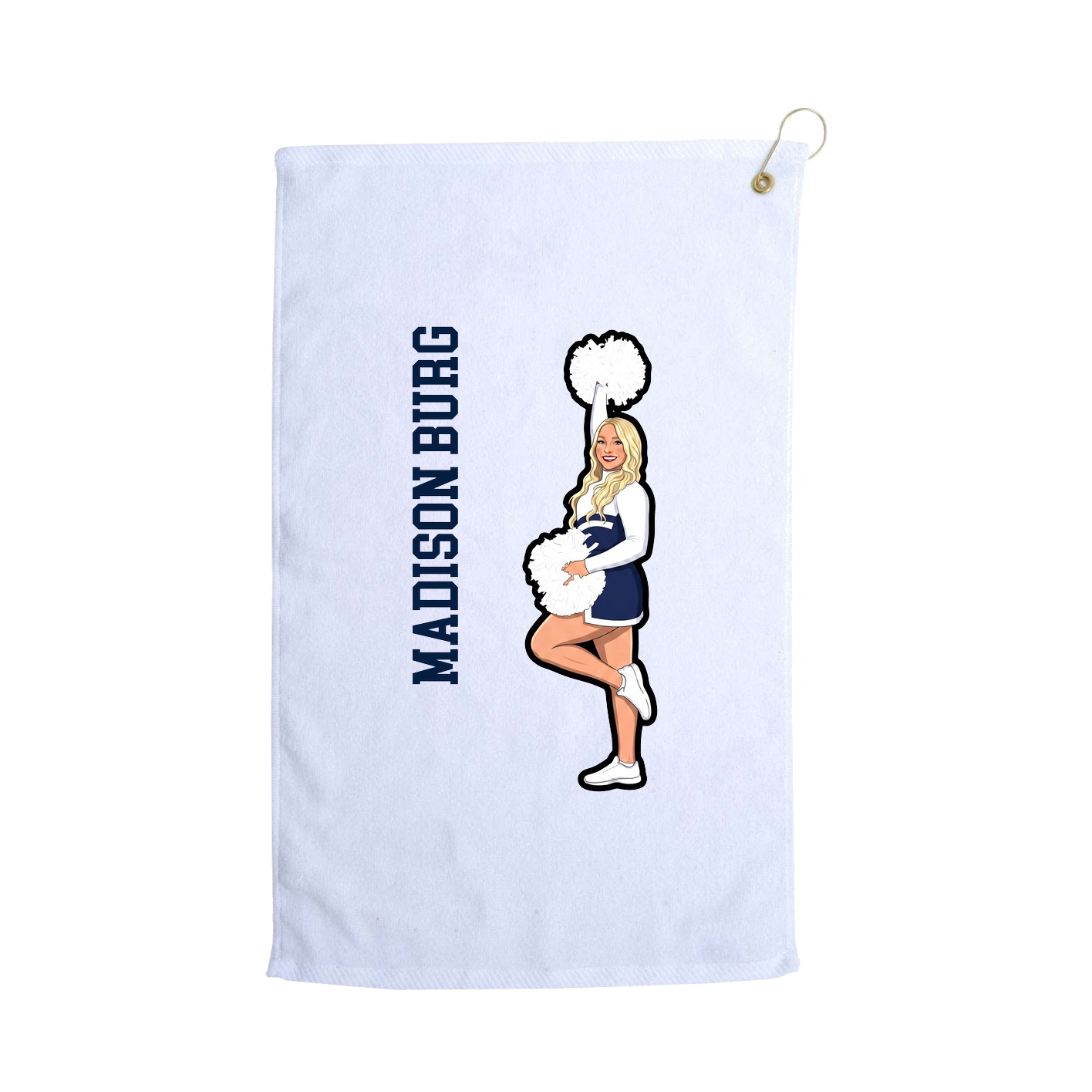 Golf Towel — Name Vertical in White